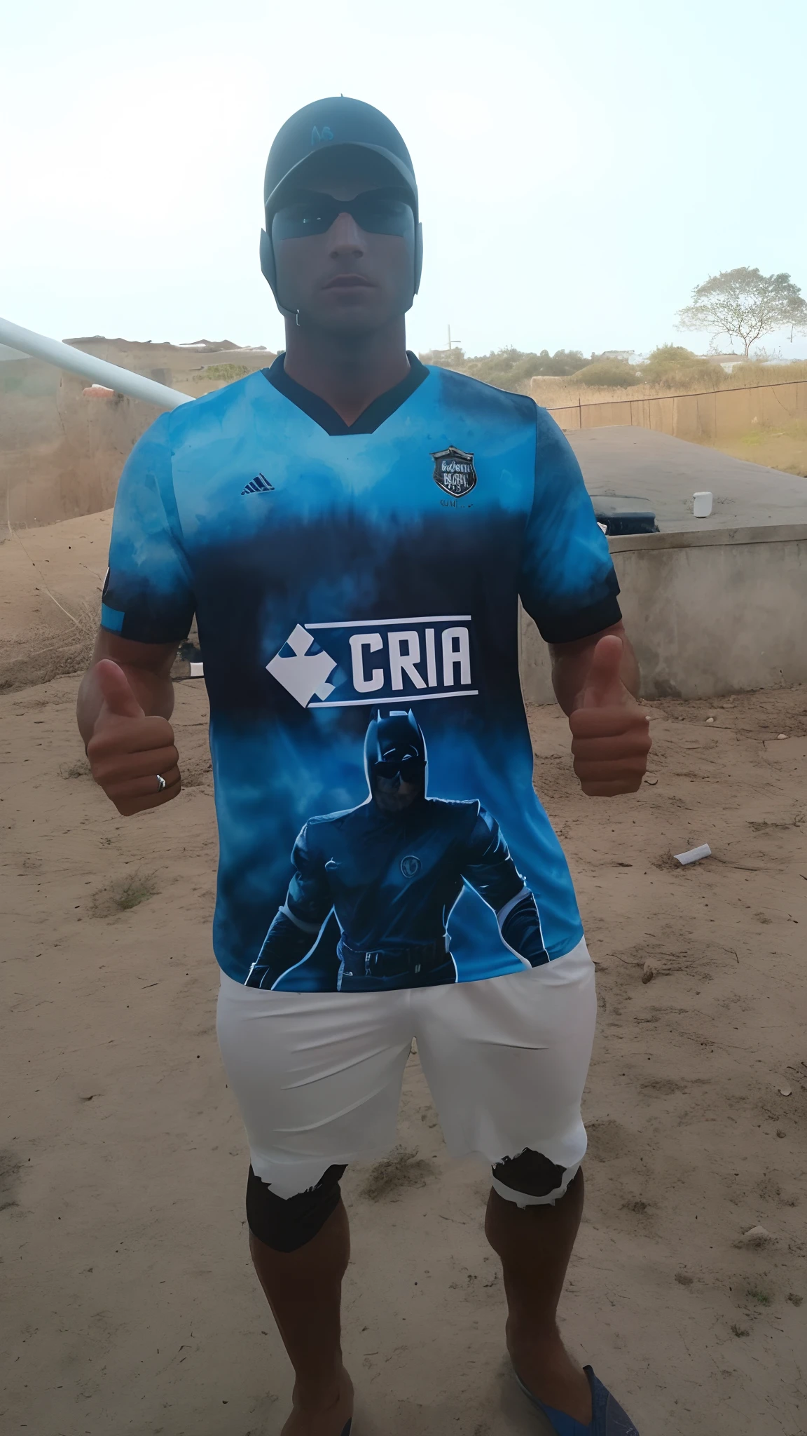 Arafed man in a baseball uniform holding a bat and giving a thumbs up, CR3, GRIC, A sombra um, Salustiano Garcia Cruz, cel - sombreado, cel-sombreado, @ Cronobreak no Twitter. com, giga Chade, cel sombreado, icaro carvalho, Directed by: Willian Murai, cristiano ronaldo as batman, Rocha
