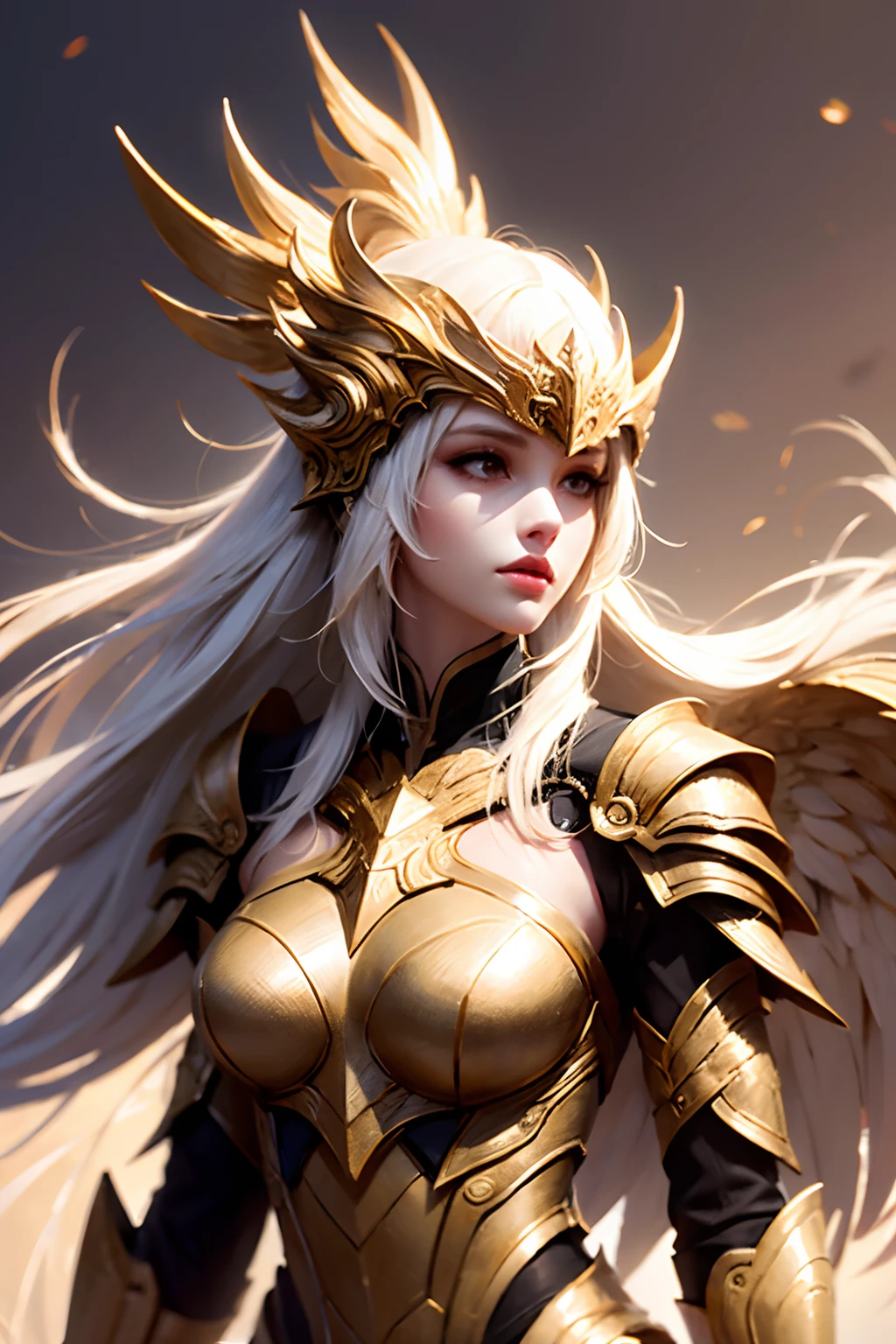 1girl，Gold armor