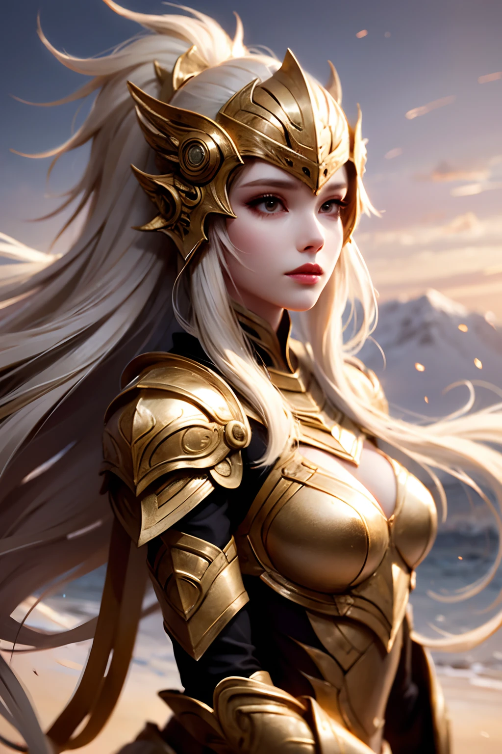 1girl，Gold armor