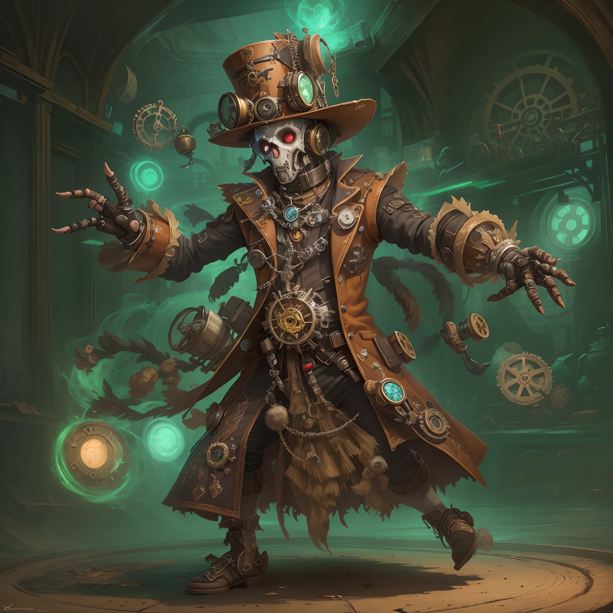 The Steampunk-style Mechanicus shaman is dancing