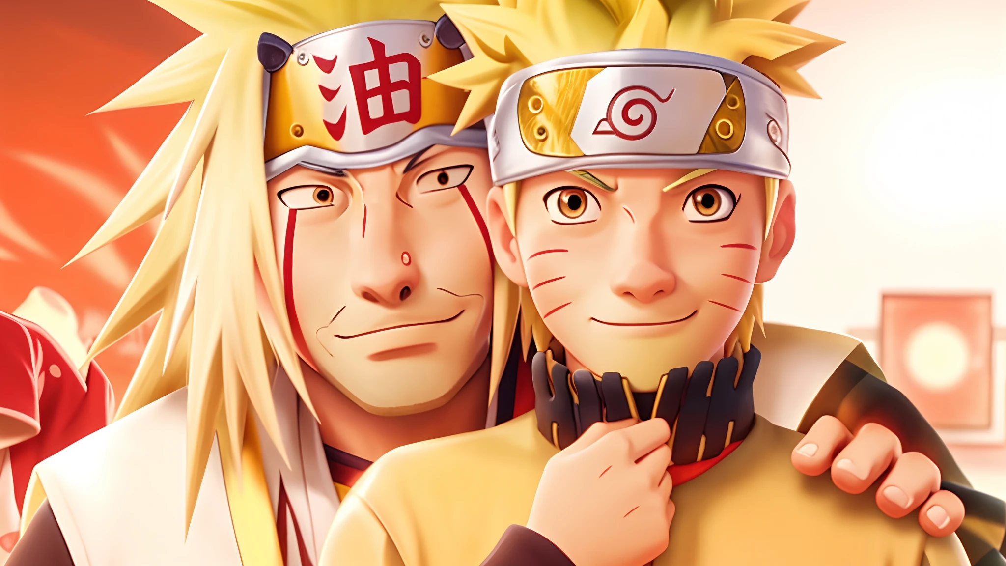 Naruto holding his son Boruto on his lap, extremely lifelike, very beautiful