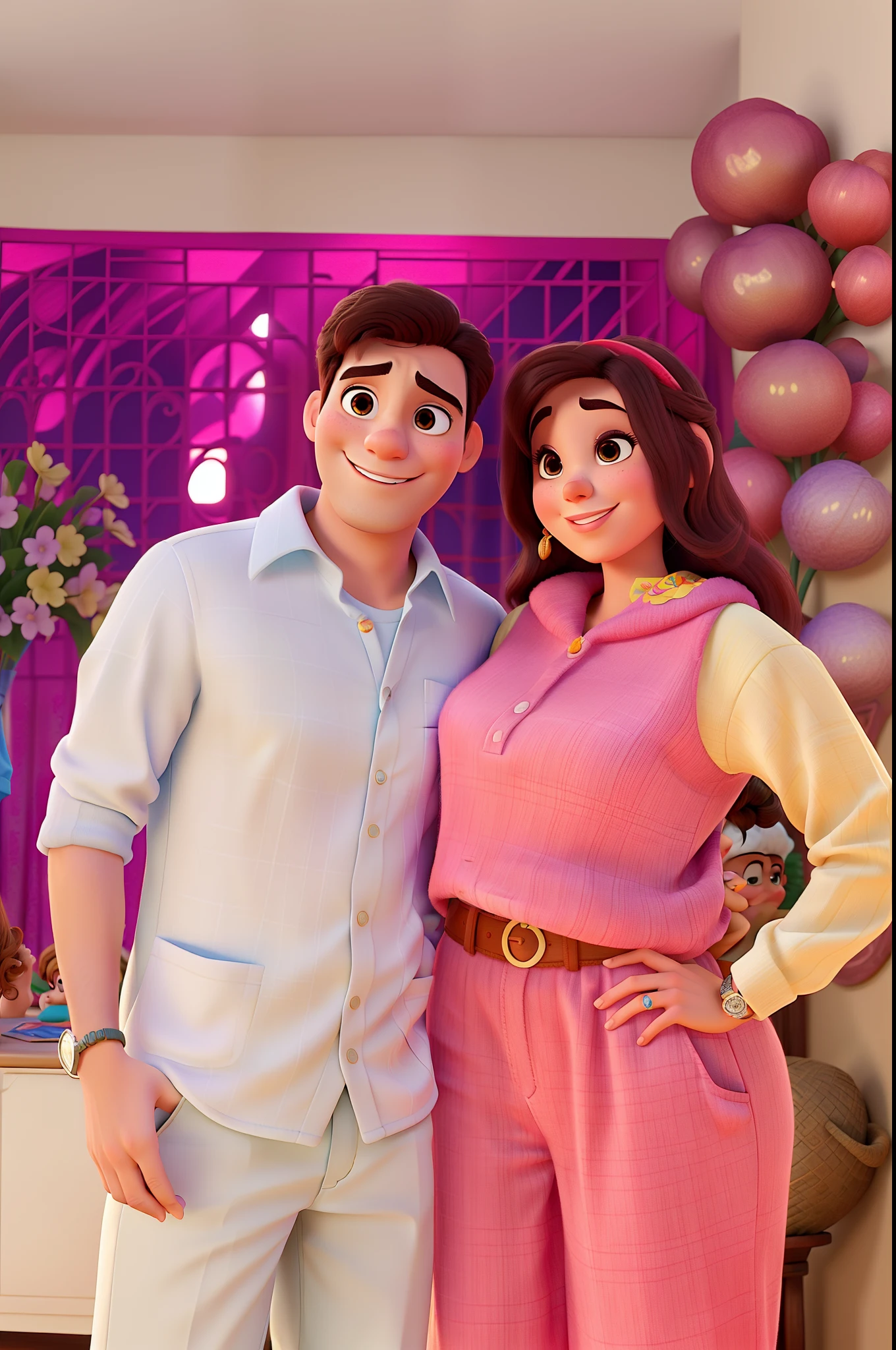 Um casal estilo disney pixar, alta qualidade, melhor qualidade