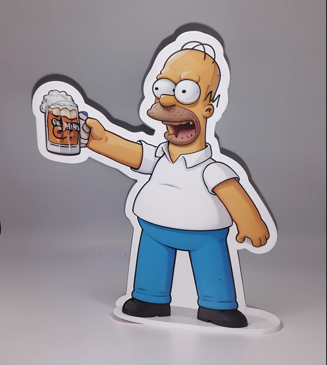 Homer Simpson segurando uma caneca de cerveja em estilo pixar
