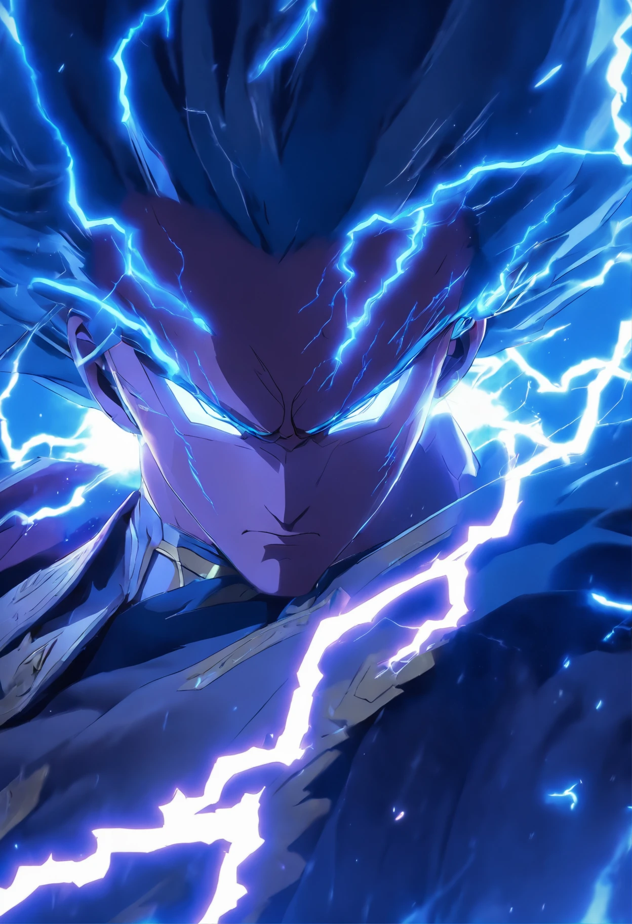 (Masterpiece), (best qualtiy), Cinematic quality,rendering by octane,Ultra-detailed details,1 st place: Ancient Chinese boy,Face of a young man,Detailed portrayal of the face,Perfect facial features,raiden,salama,spatter,erupting,blasts,Particle, Gaze towards the viewer, A cloak that covers the whole body, (Armed with a lightning knife:1.3), (Behind him,It's a thunderbolt dragon:1.5)