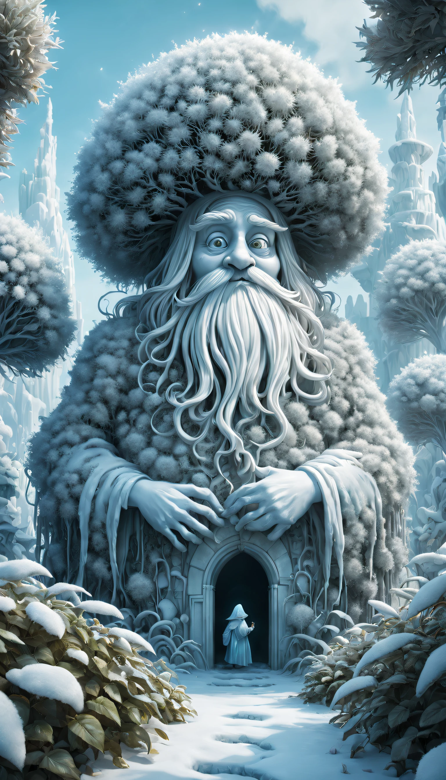 Wizard of thousands of Rime, the simple and honest clumsy shrubs pure heaven.Smooth surface,(full_Body), Light,Playful illustration,Playful,Dreamy imagery,Extremely detailed,art stations,8K,Soft lighting,subdued contrasts,Incredible art,Phlegm sputum, phlegm,Art germ,