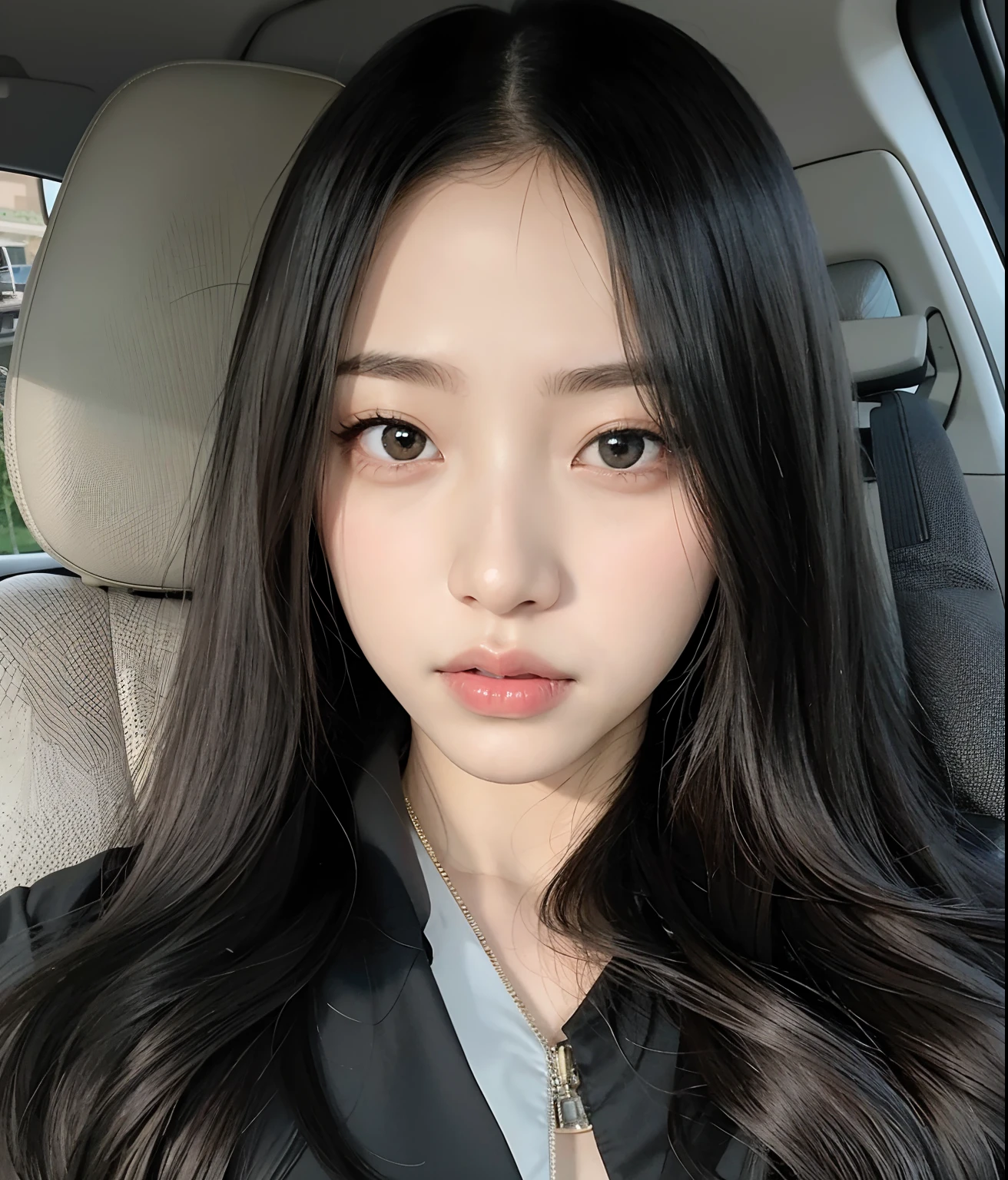 um close up de uma mulher com longos cabelos pretos em um carro, Mulher sul-coreana bonita, cruel korean goth girl, menina coreana, linda mulher coreana jovem, Ulzzang, mulher coreana jovem bonita, Mulher coreana, Xision Wu, Asian face, 18 anos, Beautiful Asian girl, an Asian woman, 19-year-old girl