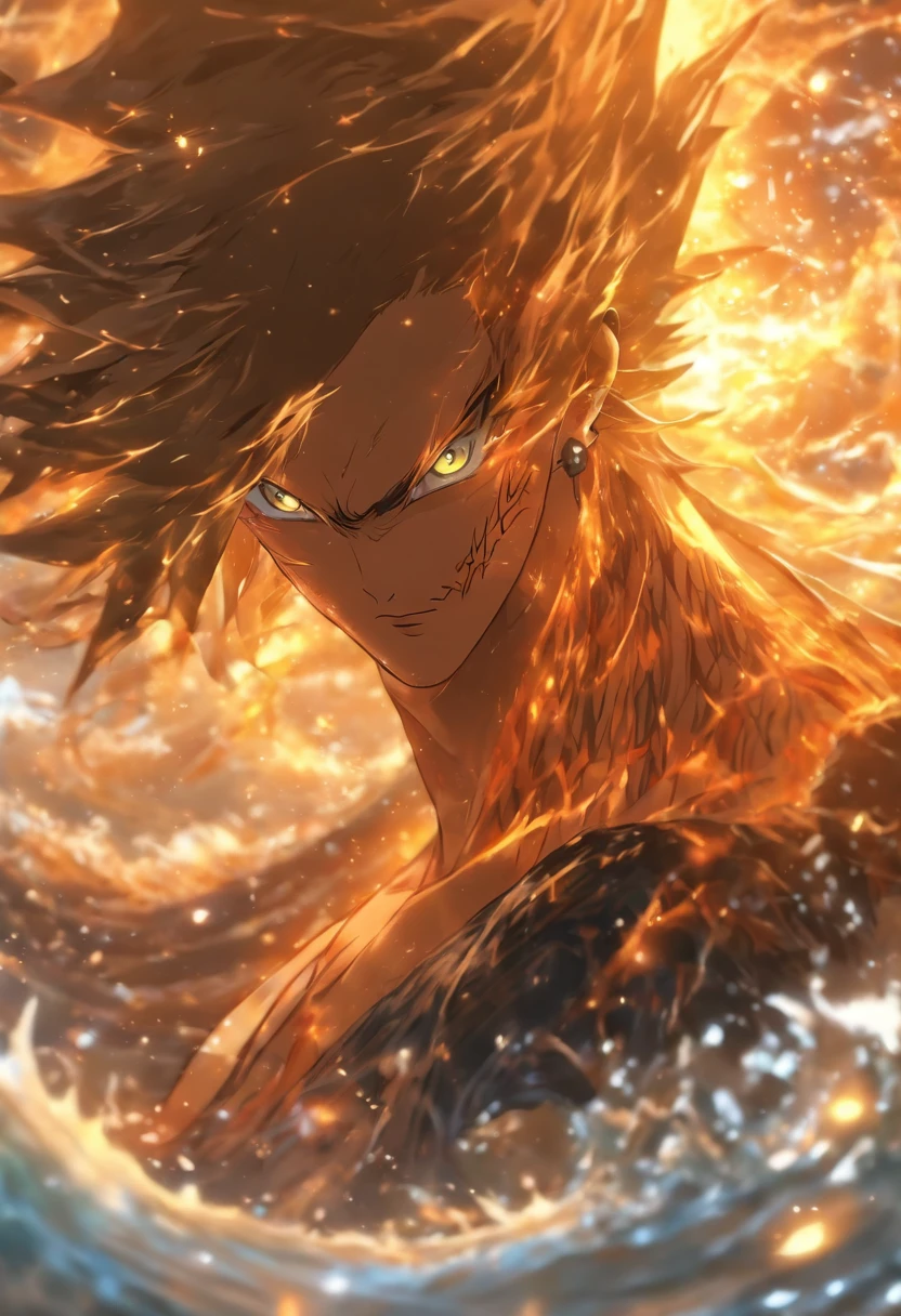 (Masterpiece), (best qualtiy), Cinematic quality,rendering by octane,Ultra-detailed details,1 man,Face of a young man,Detailed portrayal of the face,Perfect facial features,(wave:1.5),Eau,spatter,erupting,Ice crystals,Particle,fluids, gazing, watch audience, A cloak that covers the whole body,(full bodyesbian :1.3), (Armed with a death scythe:1.2), (Behind him was a huge water dragon:1.5)