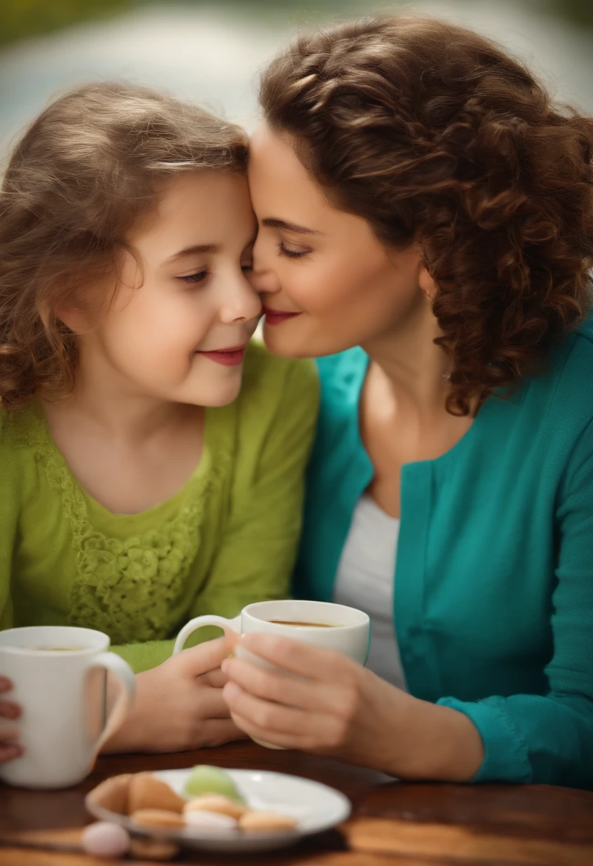K-cup mother and elementary school daughter
