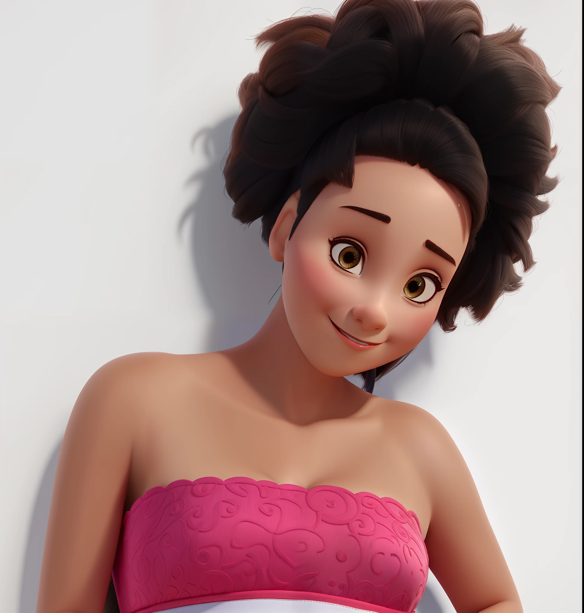 mulher cabelo ondulado,estilo disney pixar,alta qualidade,melhor qualidade,vestida com roupa da mulher maravilha