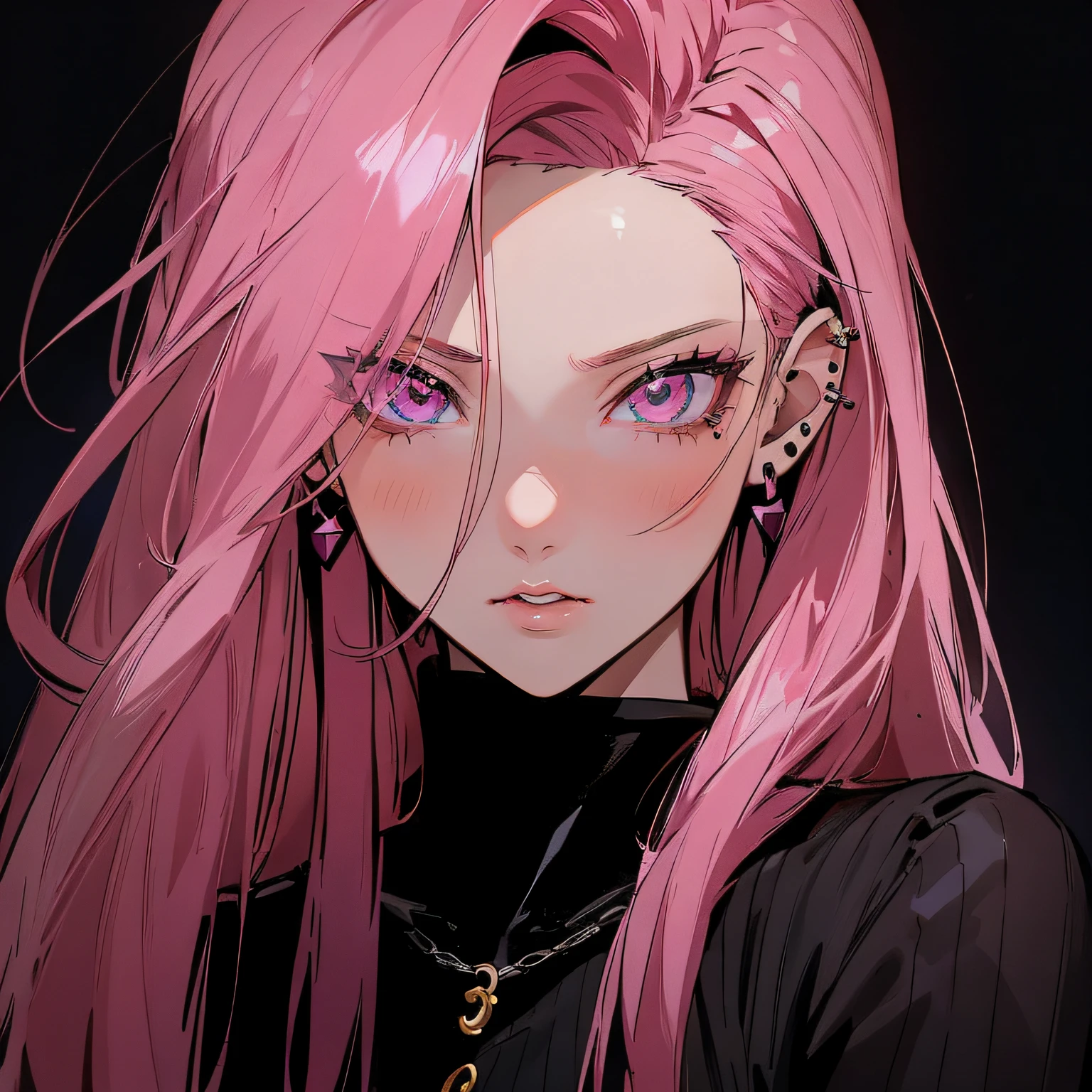 anime girl with pink hair and piercings looking at the camera, female anime character, anime visual of a young woman, anime character, anime girl with long hair, portrait knights of zodiac girl, 23 - year - old anime goth girl, portrait of jossi of blackpink, with long hair and piercing eyes, blonde anime girl with long hair, detailed anime character art