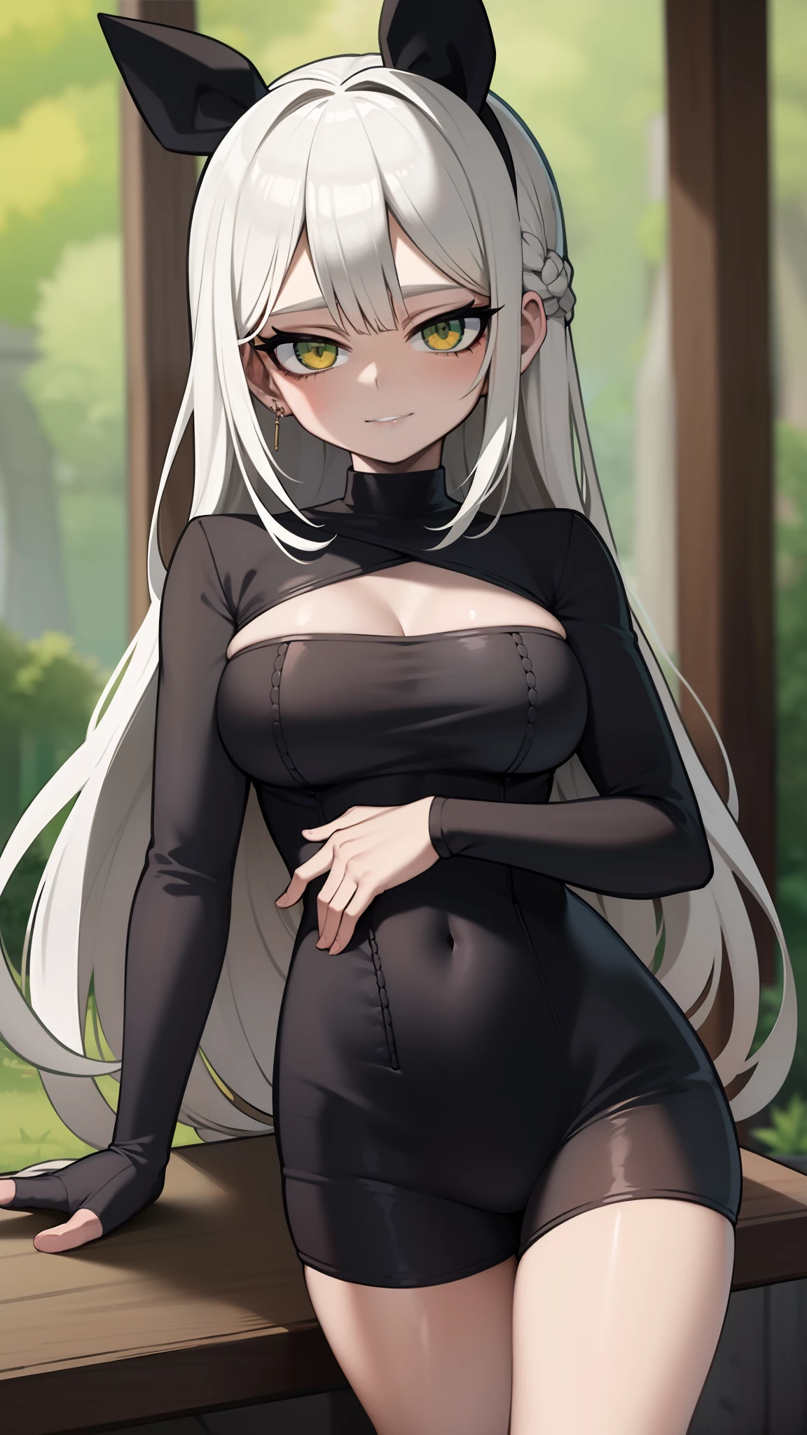 anime na roupa de couro preto posando na floresta com a arma, menina sedutora, badass anime 8 k, sorriso sensual, 2b, 2 b, Artgerm extremamente detalhado, trending on artstation pixiv, Tatsumaki de um homem de soco, 8k arte detalhada de alta qualidade, fanart requintada altamente detalhada, Conceito de anime HDR Anime MacManus