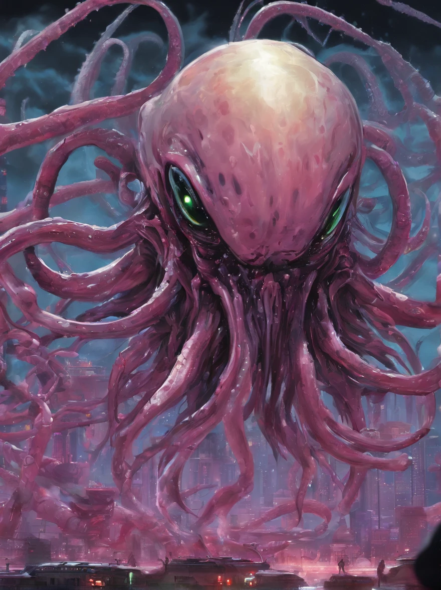 bearded attractive Kurt Russell, with a bushy beard, mutating into an octopus squid creature, tentacles, neoplasm, tendrils, vines, dramatic lighting, cinematic, walking around Antarctica, night time, full moon, neundies style, long beard, 23, muscular, leather jacket, flaming cabins in background, whiskey bottle, snowing, winter, fungus, human, alien