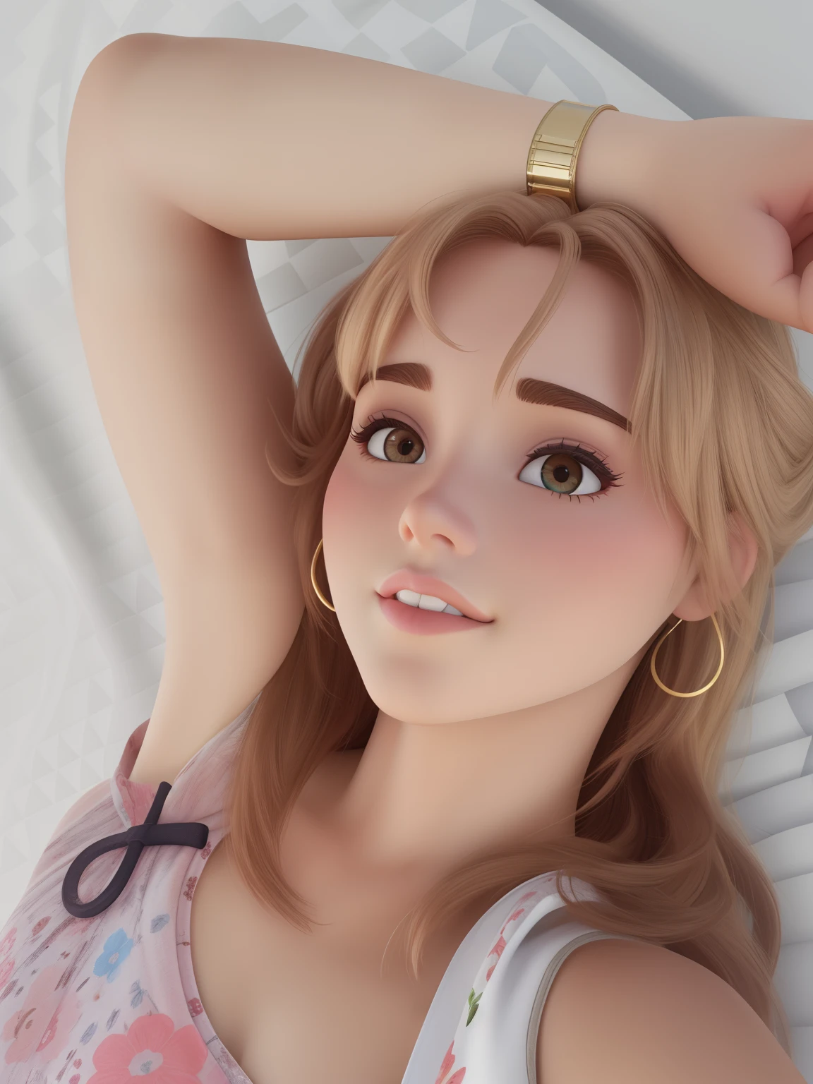 Mulher com cabelo loiro liso, estilo pixar , Disney, 3D 4k