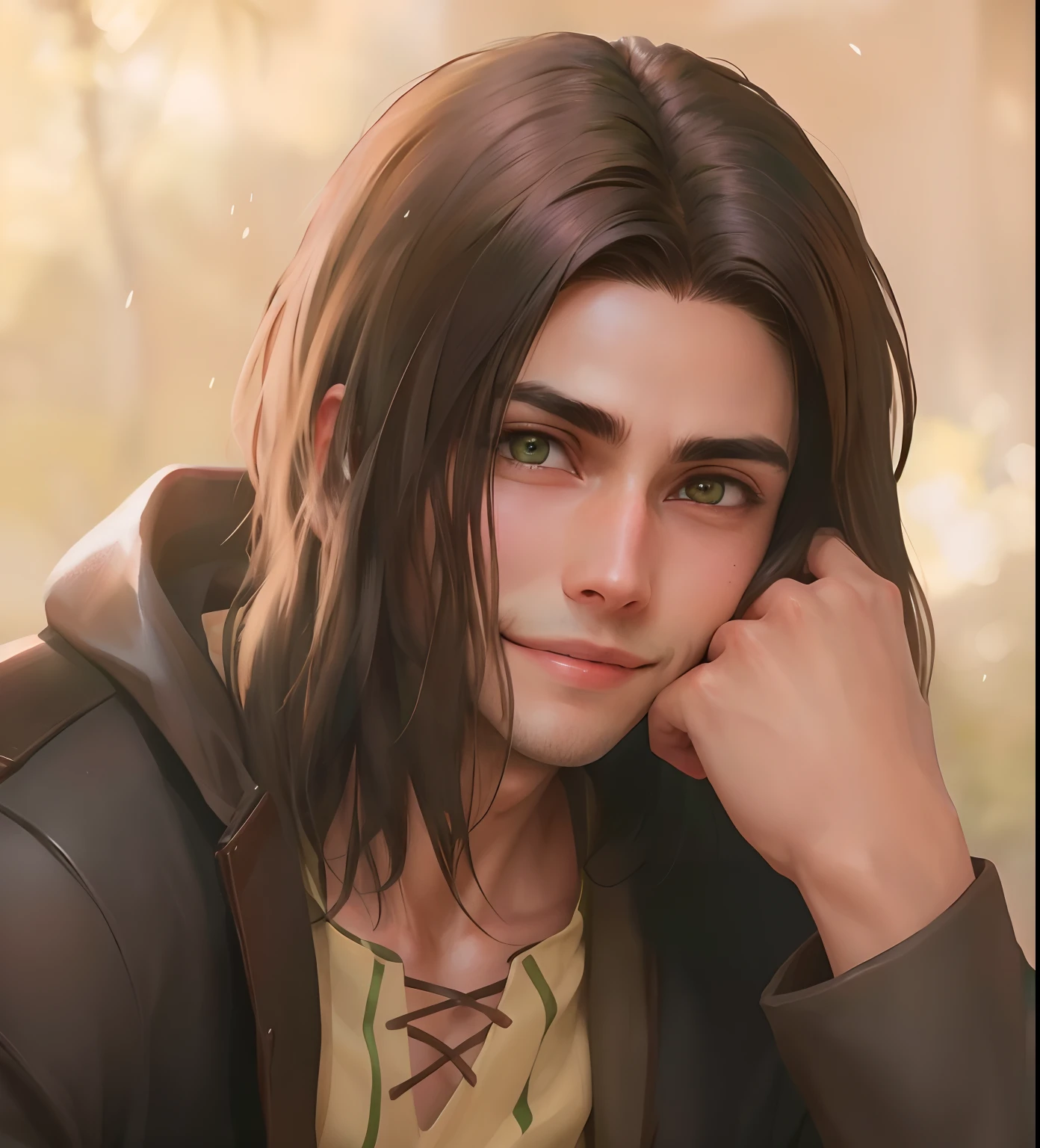 Eren smiling, hyperdetailed, 8k, hyperrealistic