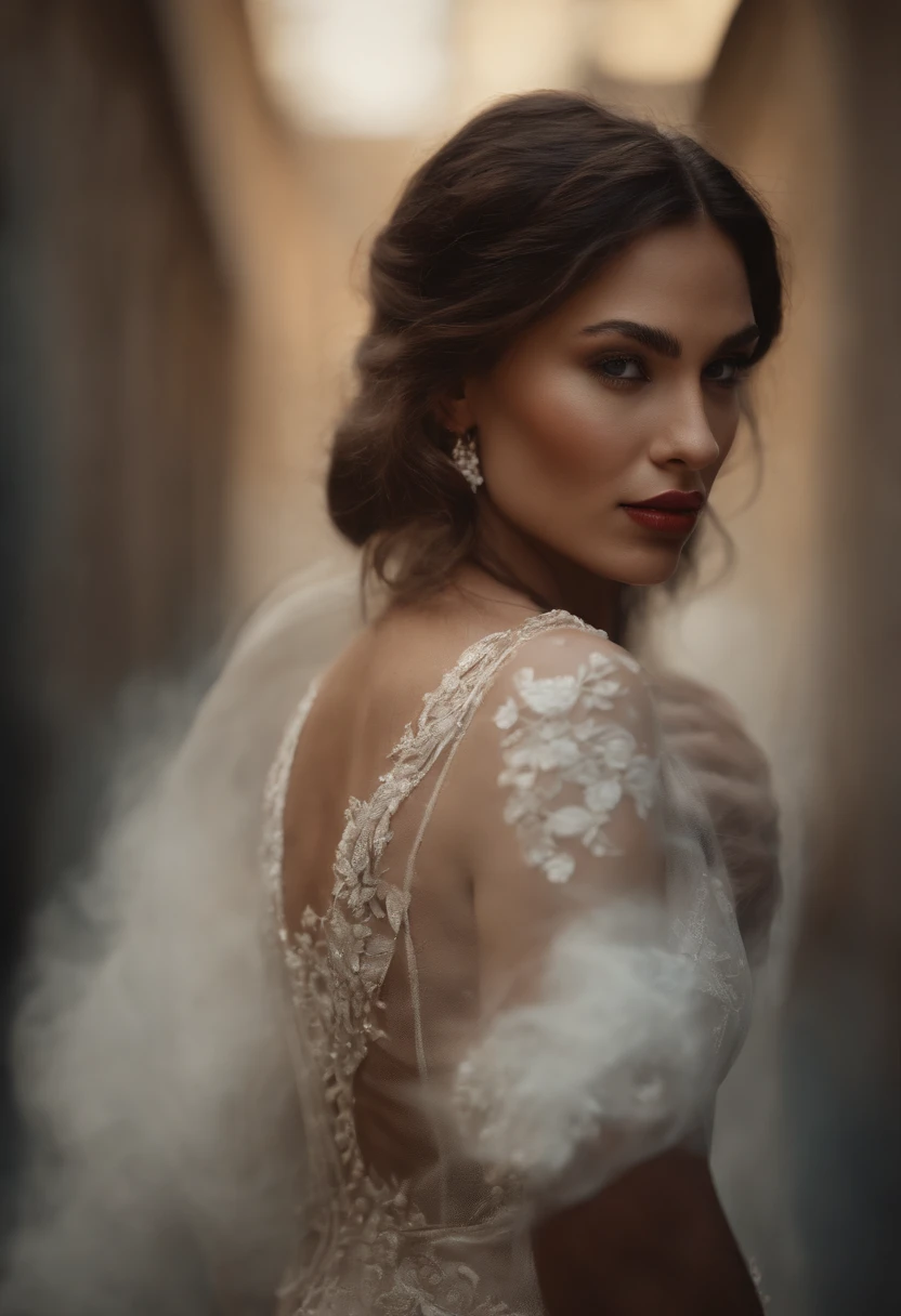 ethereal photo of an elegant couple, Brazilian nationality, tanned skin, emerging from swirls of smoke and red and black vapors, Peter Lindbergh style, masterpiece of complex art, foreboding, golden ratio, Trend in CGSeteration, intricate, epic, trend in ArtStation by artgerm, highly detailed, vibrant, production cinematic character rendering, very high quality model