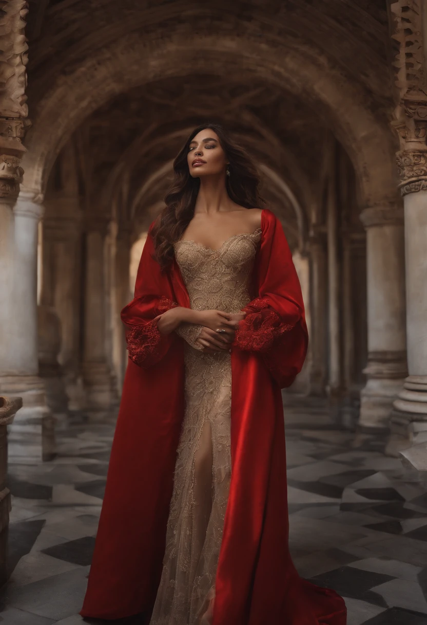 ethereal photo of an elegant couple, Brazilian nationality, tanned skin, emerging from swirls of smoke and red and black vapors, Peter Lindbergh style, masterpiece of complex art, foreboding, golden ratio, Trend in CGSeteration, intricate, epic, trend in ArtStation by artgerm, highly detailed, vibrant, production cinematic character rendering, very high quality model