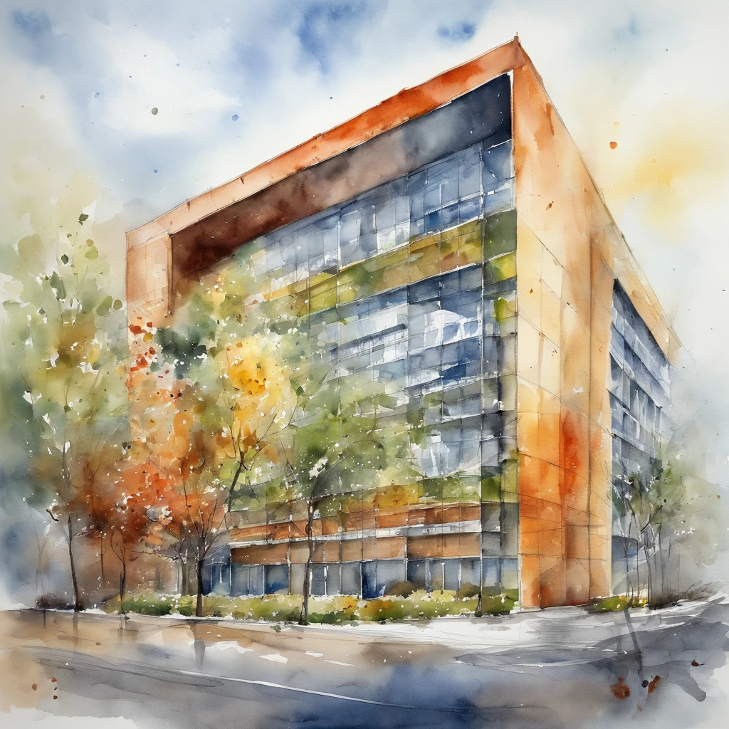 Free, 10 meters high，30-meter-long building, The style of the architect Jean Nouvel，campus architecture