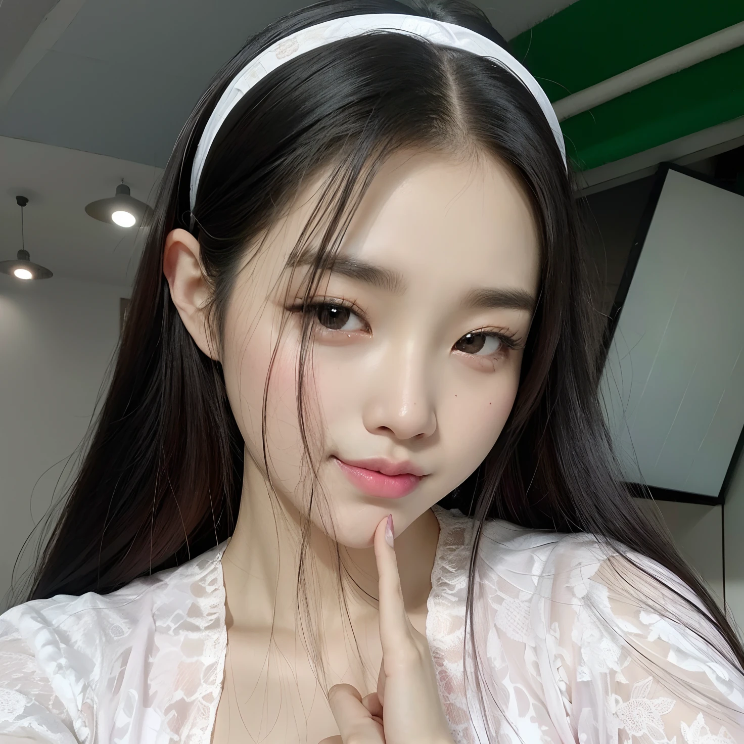There's a young woman in a pink shirt and a white headband, Jaeyeon Nam, Ulzzang, wan adorable korean face, menina coreana, Jinyoung Canela, young adorable korean face, Mulher sul-coreana bonita, Heonhwa Choe, linda mulher coreana jovem, mulher coreana jovem bonita, Lee Ji - Eun, dilraba dilmurat, Lee Ji-eun