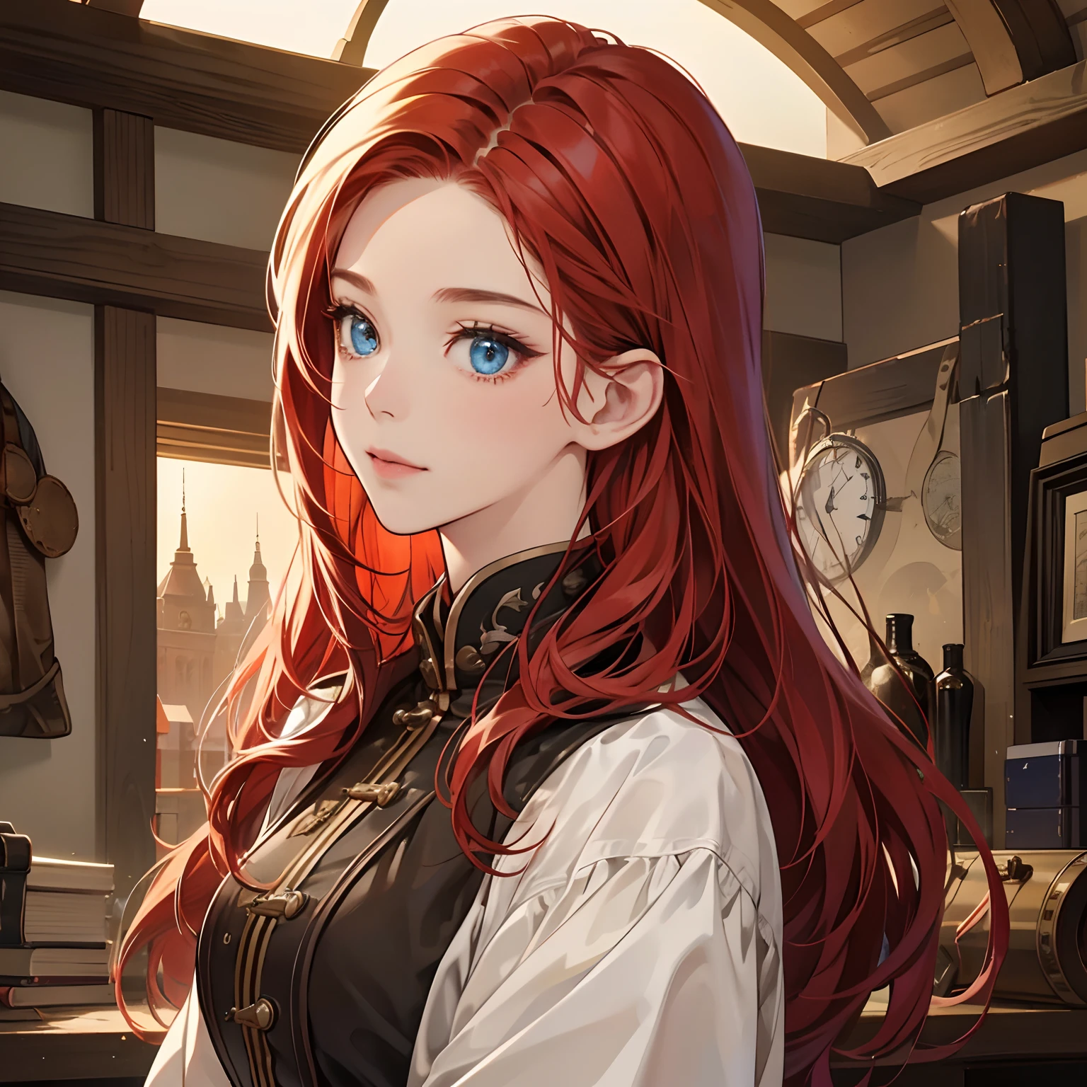 just right,I'll generate a suitable prompt for you:
"redheaded girl,blue eyes,steampunk clothing,illustrations,(best quality,ultra-detailed,vivid colors:1.2),portrait,warm color tones,long flowing red hair,room setting"
Hopefully, this prompt will help you generate a high quality picture、Images full of detail and artistry。If you have other needs or topics,Feel free to let me know,I'll generate the corresponding prompt for you。