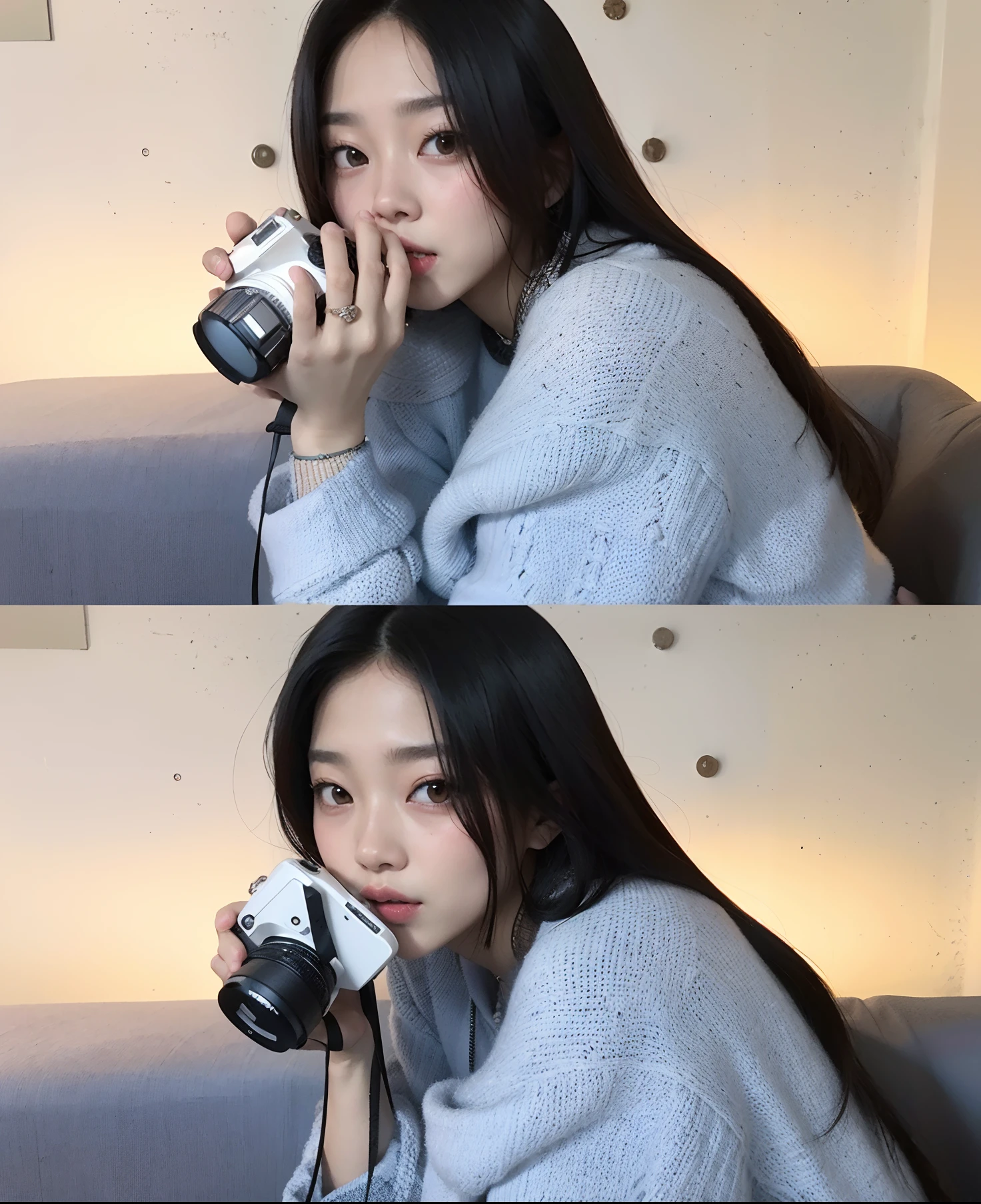 Image of a woman holding a camera and taking a picture, Ulzzang, jennie blackpink, jossi do blackpink, jisoo do blackpink, Jaeyeon Nam, fotografia], Jisoo do Blackpink, Parque Roseanne do Blackpink, Lee Ji - Eun, Lee Ji-eun, various poses shooting photos, Heonhwa Choe, Gongbi, gemma chen