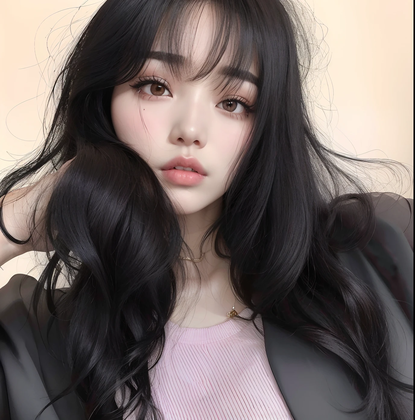 Jenni Blackpink HD with cute lips and huge, an Asian adult woman , beautiful hair, Arms pretty , seios grandes , fleshy lips, olhos bonitos, olhos bem bonitos, cabelo bem preto
