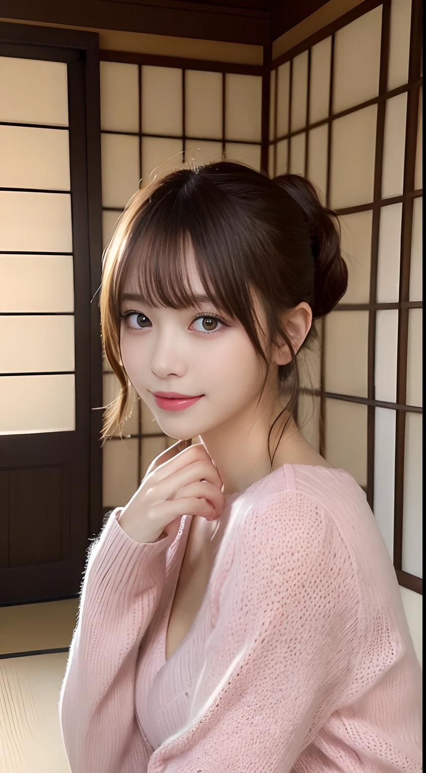 (masterpiece、highest quality、Official Art:1.2)、(colorful)、Who should watch it?'Looking、1 girl、Portraiture、alone、Colorful floating on water、Random sexy poses、Peekaboo、Point to your cheek
,big eyes , face close up,huge shy smile
, Highest skin detail
