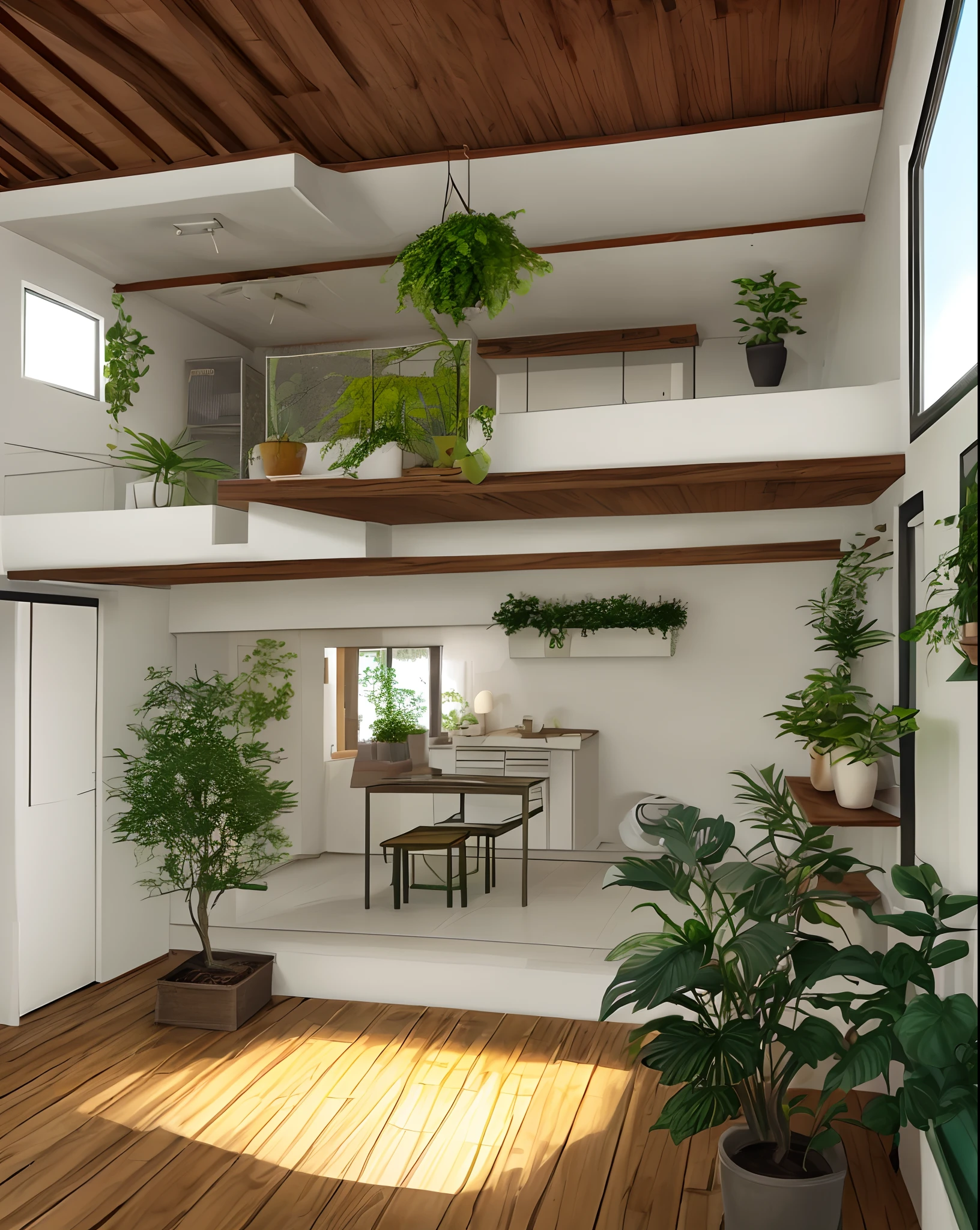 Casa com plantas na sala