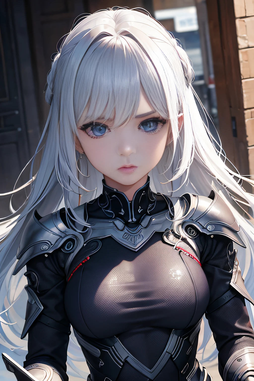 beste-Qualit, jeu cg, 1fille, master piece, beste-Qualit, 8k, detailed skin texture, detailed fabric texture, beautifull detailed face, intricate high detail, Ultra detailded, T-800 Terminator, Justaucorps ,cheveux roux raides, (Corps Entier: 1.2)