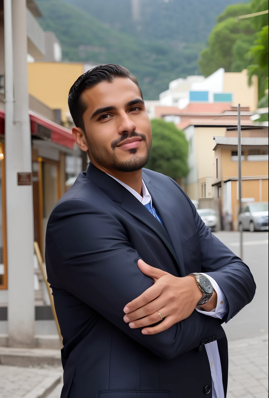 there is a man in a suit standing on the street, david rios ferreira, caio santos, icaro carvalho, joseph moncada, luis melo, pablo perdomo, by Fernando Gerassi, pablo olivera, by Alejandro Obregón, danilo torres, by Felipe Seade, dan dos santos, daniel mirante
