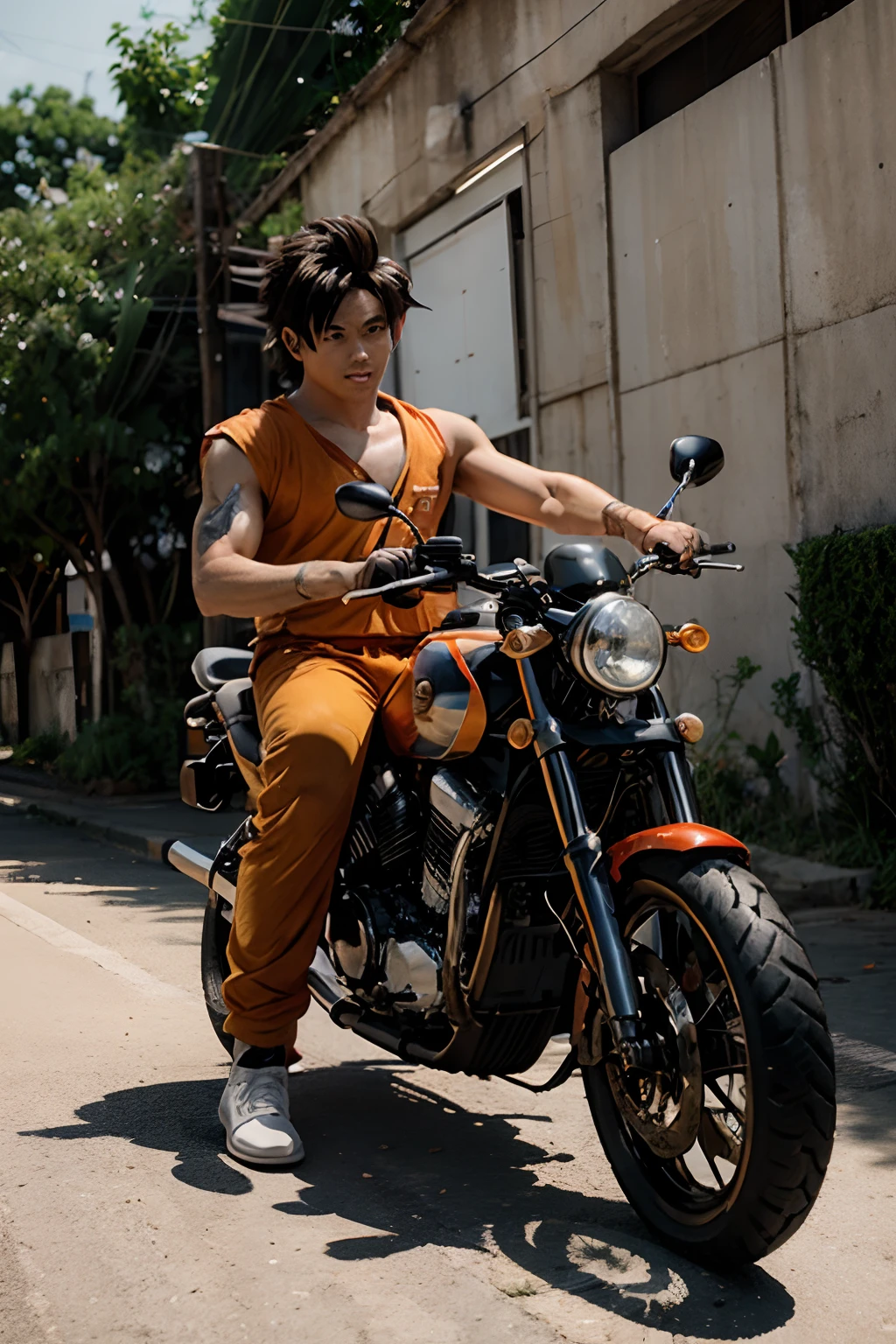 Goku y milk en moto