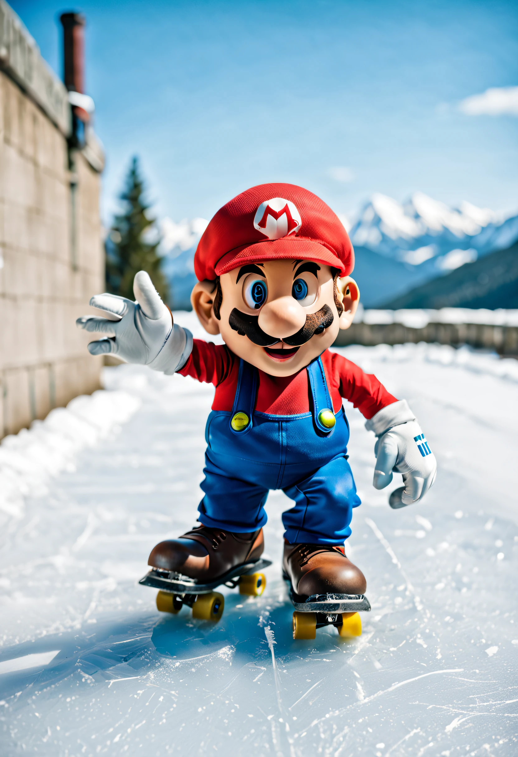 smb discovers a pair of skates that freeze any surface they skate on, creating icy paths  BREAK Deathrock, Tilt-Shift Focus. Brunchtime