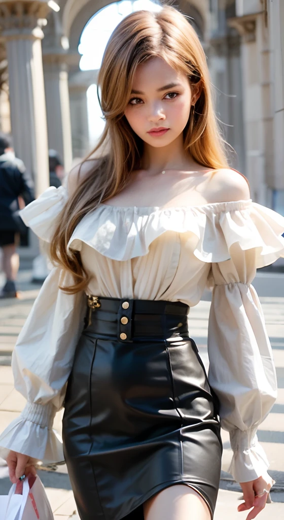 Girl standing in public