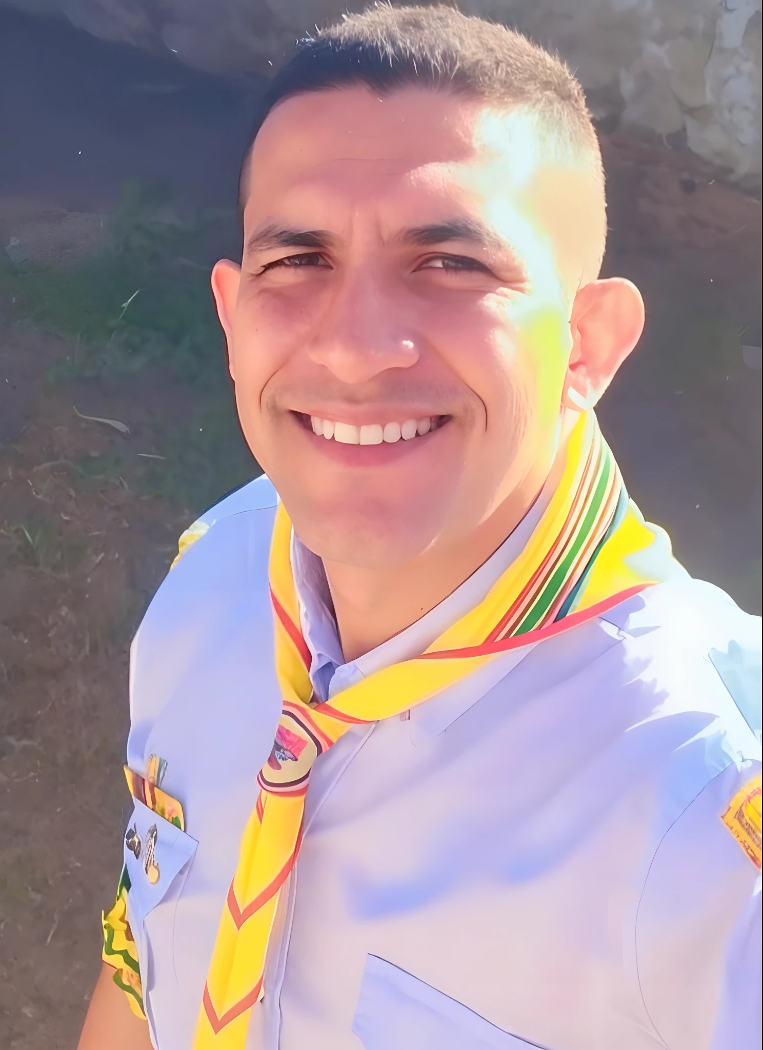 Smiling man in a tie and shirt with a rainbow tie, david rios ferreira, José Moncada, andres rios, Ted Nasmit, victor maristane, luiz escanuela, icaro carvalho, ástor alexander, Jose Miguel Romano Francisca, juan diaz canales, ignacio fernandez rios, inspirado em Felipe Seade, Salustiano Garcia Cruz