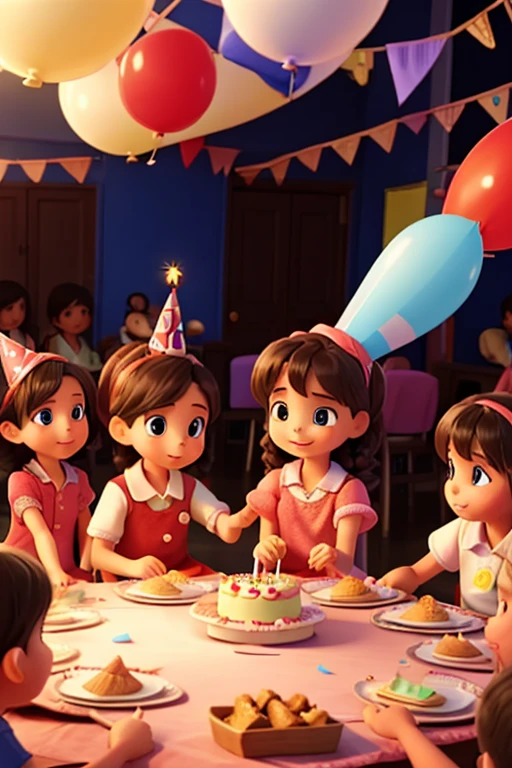 9 year old children playing at birthday party