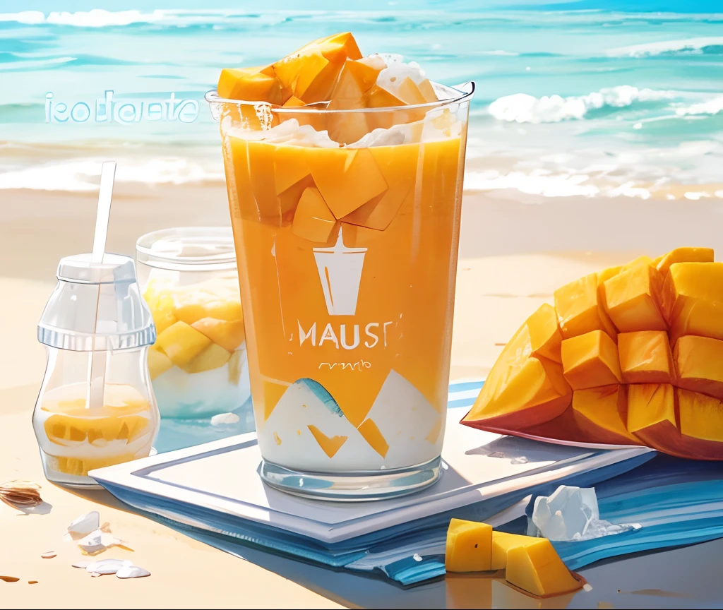 1cup, ((mango)), milk, fresh mango yakult, ice cube, summer theme