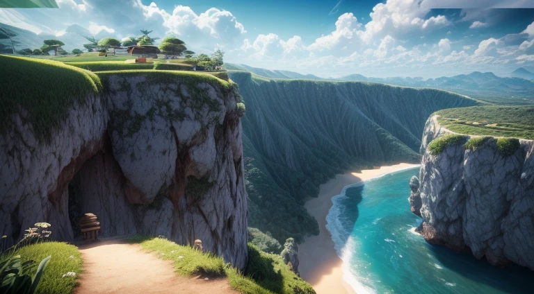isometria,Modelo de mesa de areia,no outono,with blue sky and white clouds,Green Mountains and Green Water,terraces,colheita de para-choques,fundo branco,arte em papel,a 3D render,extremamente detalhado, (Zentangle:1.2), (geomerty:1.2),cinematic lighting effects,4k,master part,arte oficial