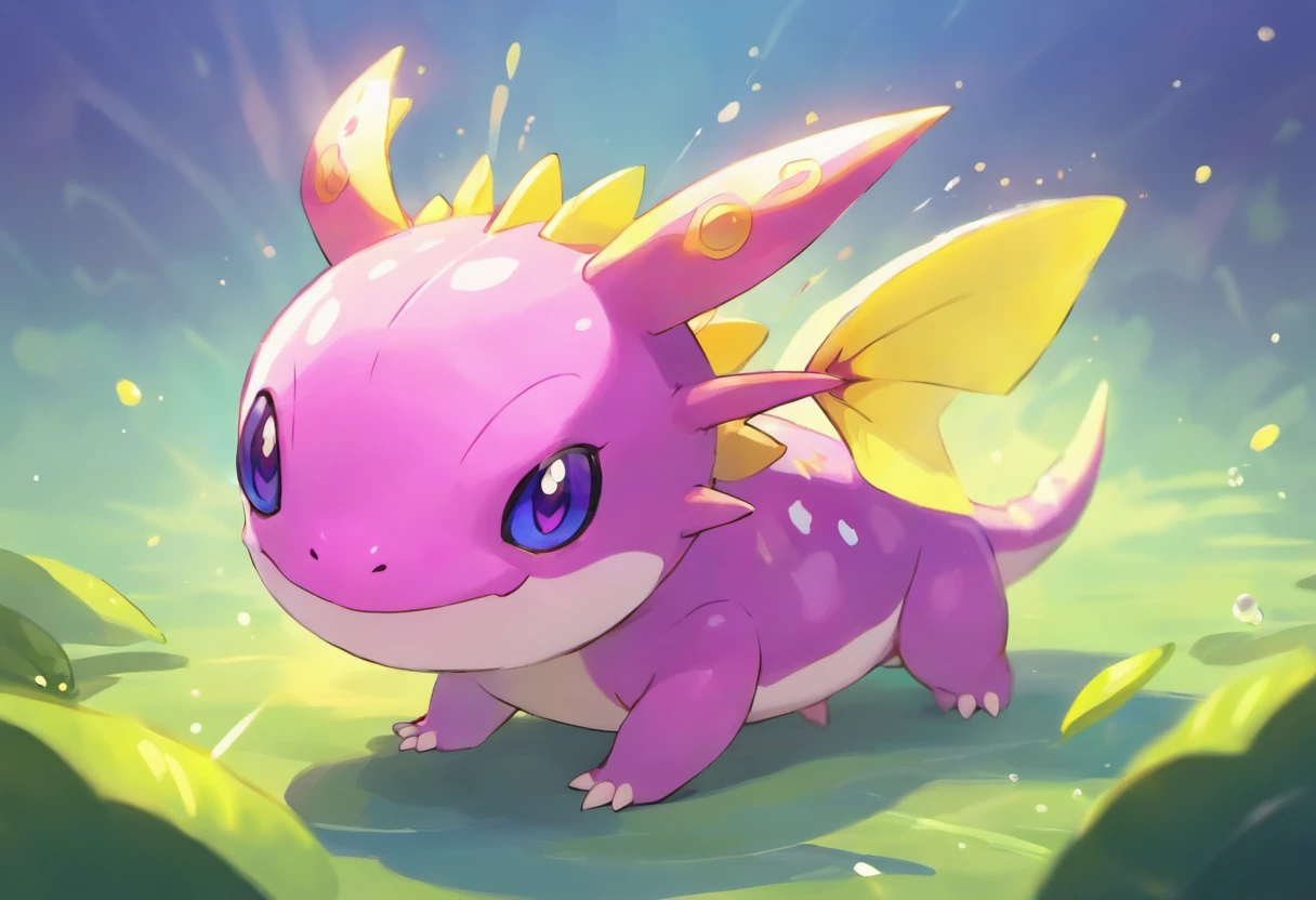 Legendary Axolotl Dragon, Purple and Yellow,
