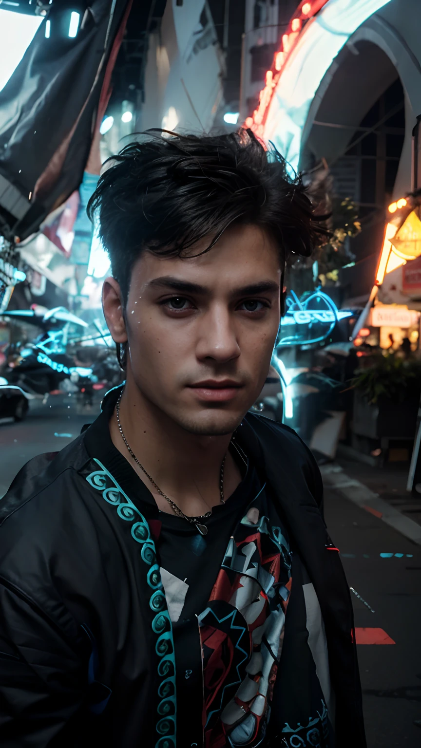 Change background cyberpunk handsome boy,realistic face,8k,ultra realistic,
