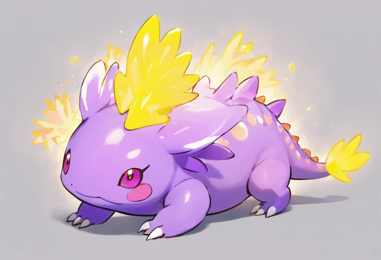 Legendary Large Axolotl Serpentine Dragon, Purple and Yellow,