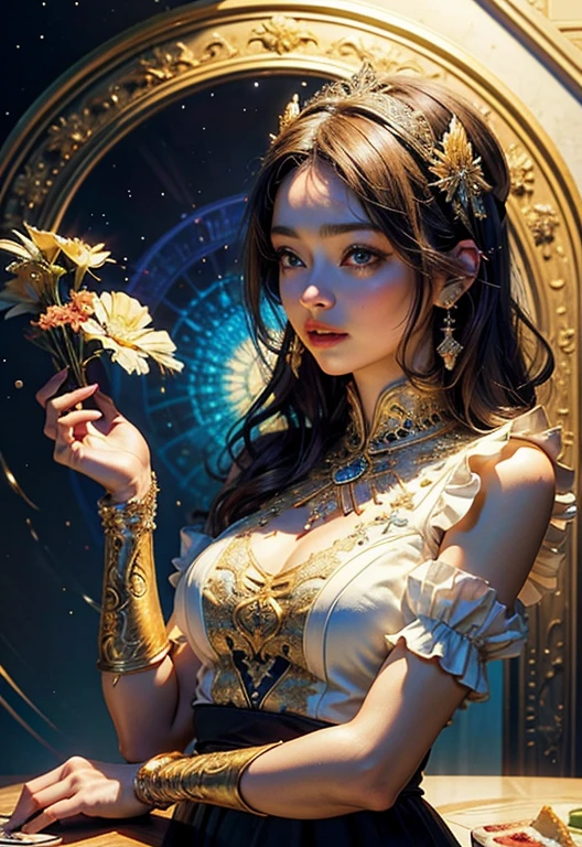 (obra prima、qualidade superior、qualidade superior、beautifully aesthetic:1.2)、(Artistic and delicious cake)、ighly detalhado、(Arte Fractal:1.3)、colorido、mais altodetalhado
