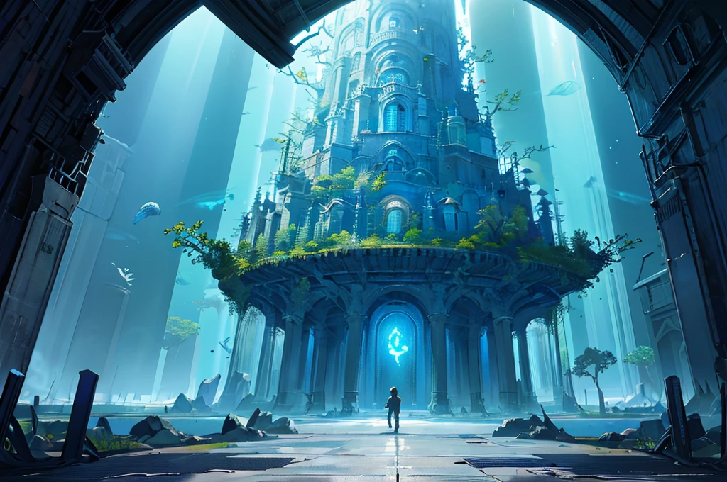 Masterpiece, High Quality, Ocean Forest, City, Fantastic Fantasy, Glowing Plants, Coral Viaduct, (Swarm of Glowing Jellyfish), (Shoal of Fish with Transparent Wings Flying in the Sky), Misty, Extreme Detail, Morning Light, Epic Composition, (Intricate Detail), (Intricate Design, Ultra Detail: 1.2), Art Station, (Masterpiece, Best Quality), Ultra HD, 32k ,castle,relic --v 6