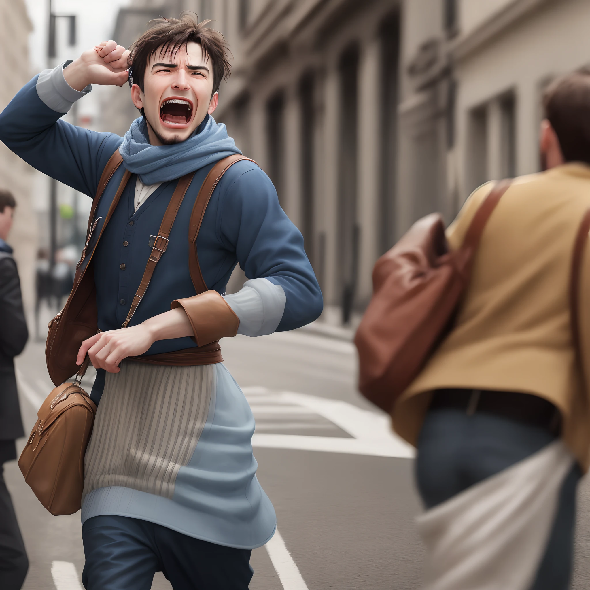 A man is shouting