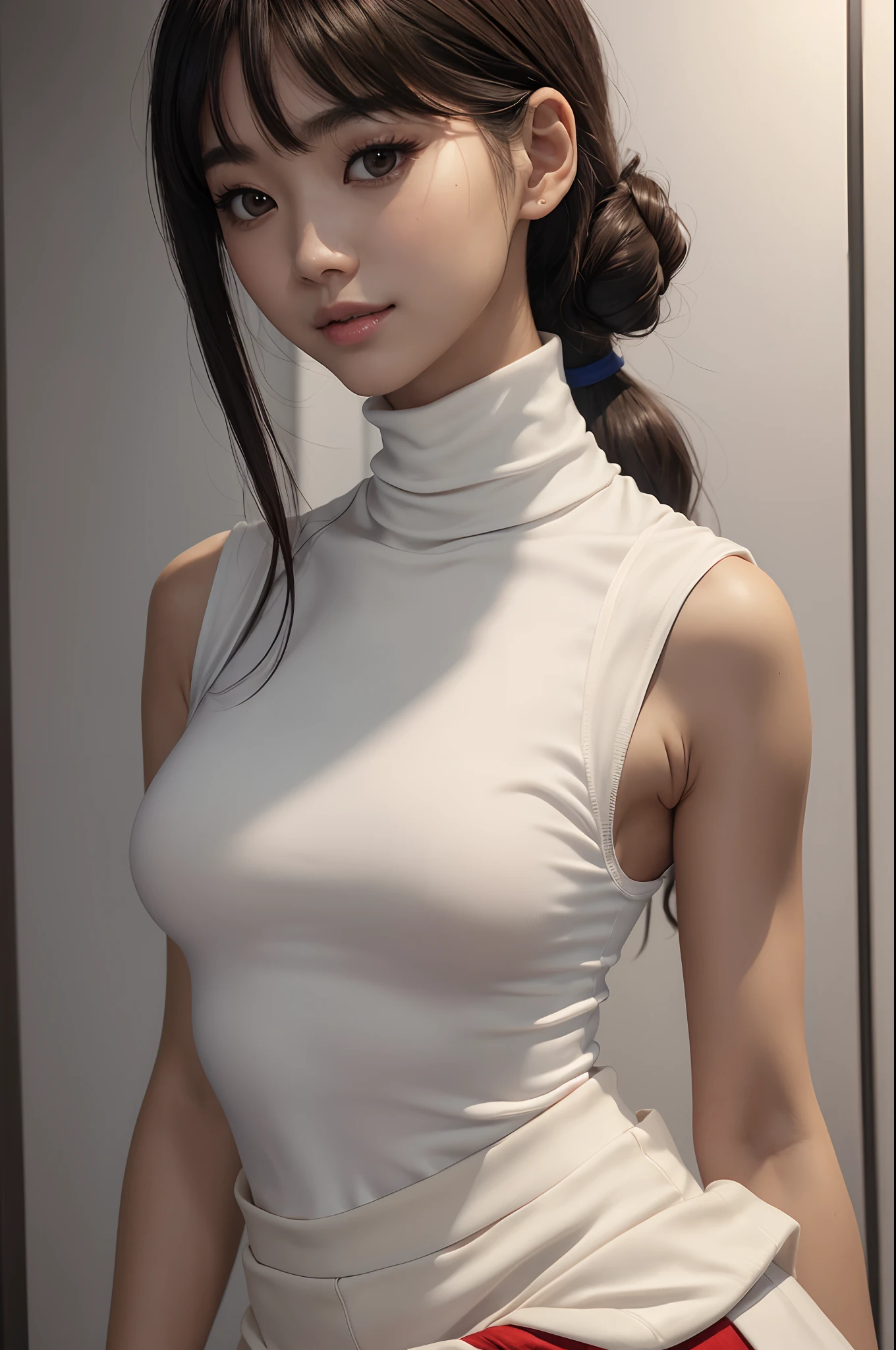 Tifa lockhart, (best quality,ultra-detailed,Realistic:1.37),beautiful detailed face,Perfect symmetry,perfectly shaped body,Perfect makeup,vivid colors,studio lighting