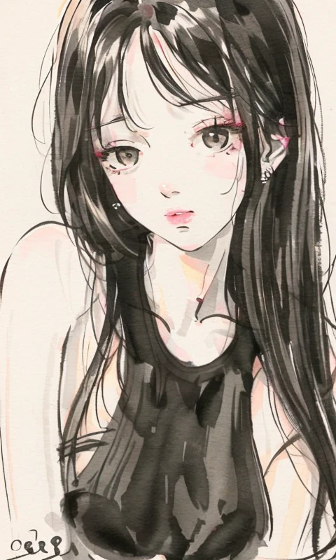 pintura a tinta e aquarela,Beleza de alta qualidade,tou,esguio