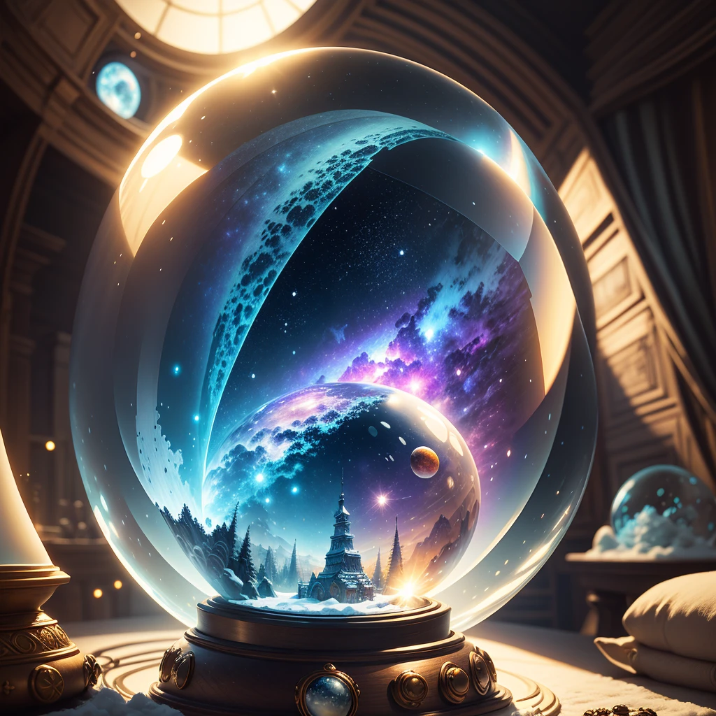 place the galaxy inside a snow globe and in the fentre of that globe places a libre