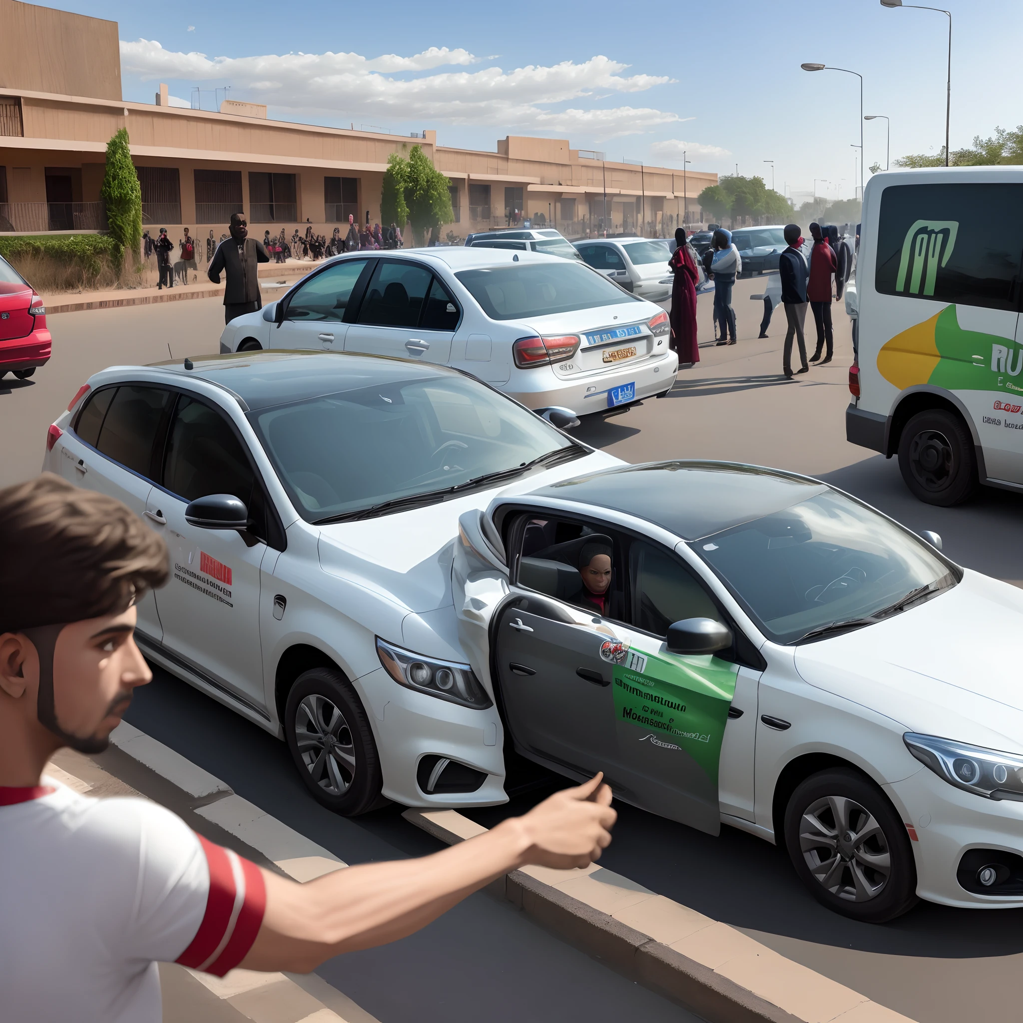 Voiture sportive avec une plaque d’immatriculation marquée « Moussa94 » en pleine rue à Bamako