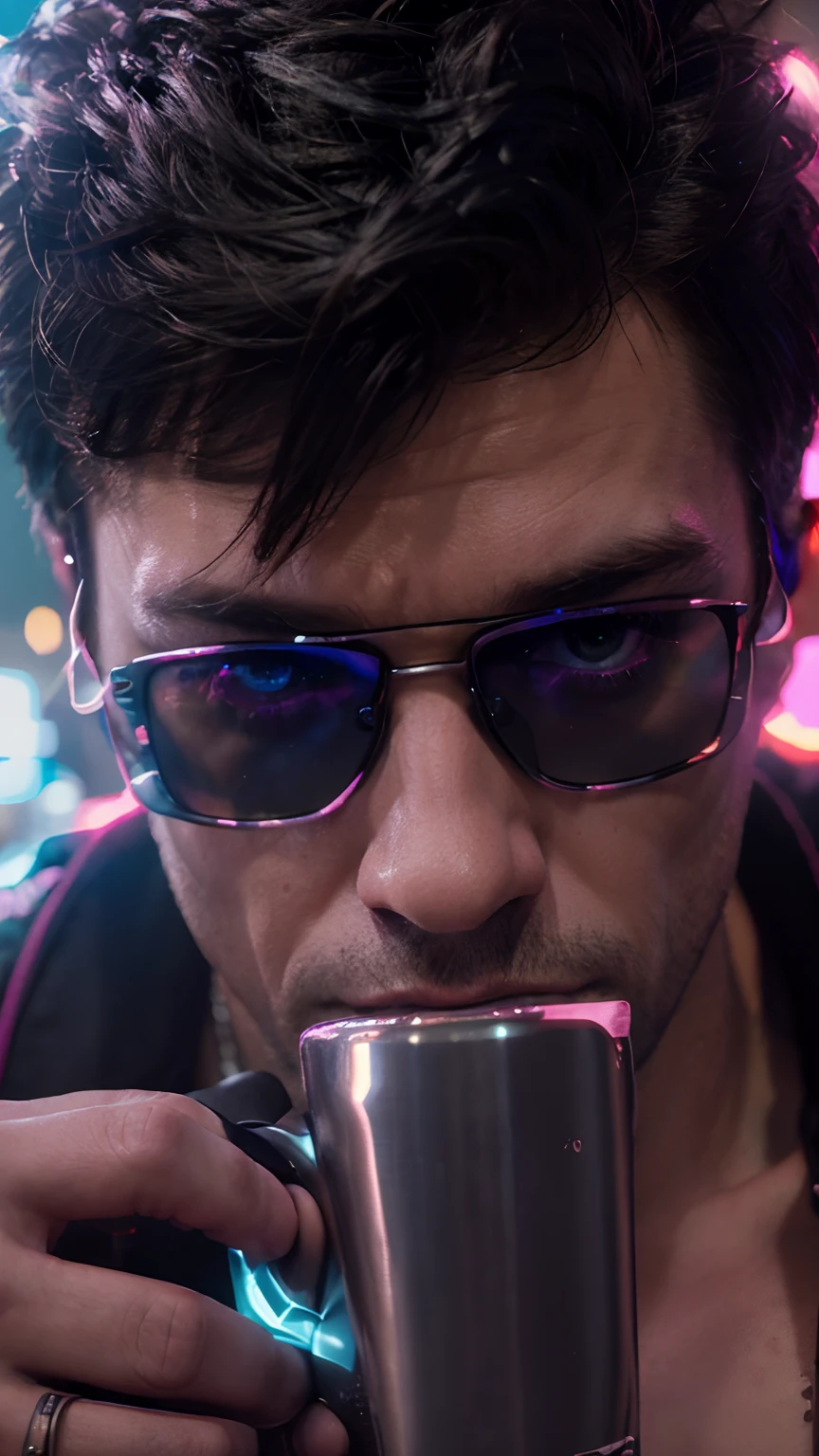 beautiful punk rock man in color, synth wave neon retro, highly detailed, 32k, sharp focus, best quality, cinematic lighting, (volumetric lighting), extremely detailed CG unity, focused, extremely detailed, ultra realistic, photo realistic, sharp focus, (HDR:1.2), (high contrast), photograph, intricate, highly detailed, digital painting, art station, concept art, smooth, illustration