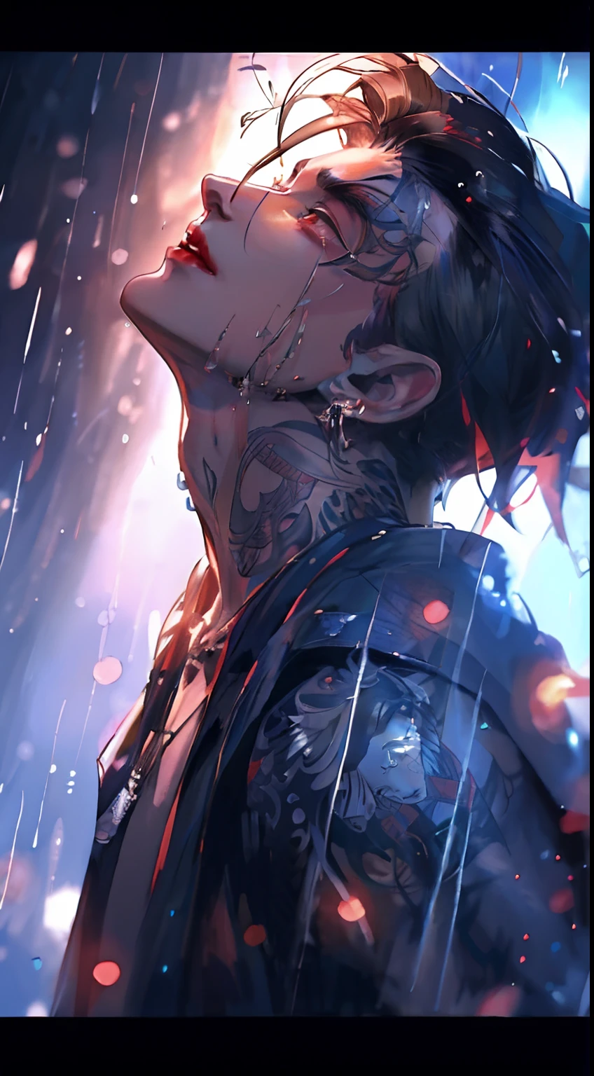 anime, anime art, guy, guy with tattoos, guy with tattoos, guy with tattoos, guy with tattoos, guy with tattoos, guy with tattoos,, handsome guy in demon slayer art, water dripping off him, mobile wallpaper, amazing wallpaper, anime wallpaper 4k, anime wallpaper 4 k, anime art wallpaper 4k, anime art wallpaper 4 k, accurate depiction