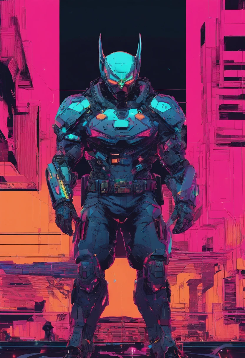 Batmanr de style cyberpunk , Coloré en noir et néon, Présentant des structures mécaniques complexes et complexes avec des pièces brillantes. Arrière-plan simple, Photographié par Juergen Teller. Modèle de caméra: Sony A9 II. Paramètres de la caméra: Vitesse d’obturation 1/200, Ouverture F4.5, Normes ISO 800. Style d’éclairage: lanterne. Des mots fantaisistes: Puissant, lisse, futuriste 8k avec un style manga