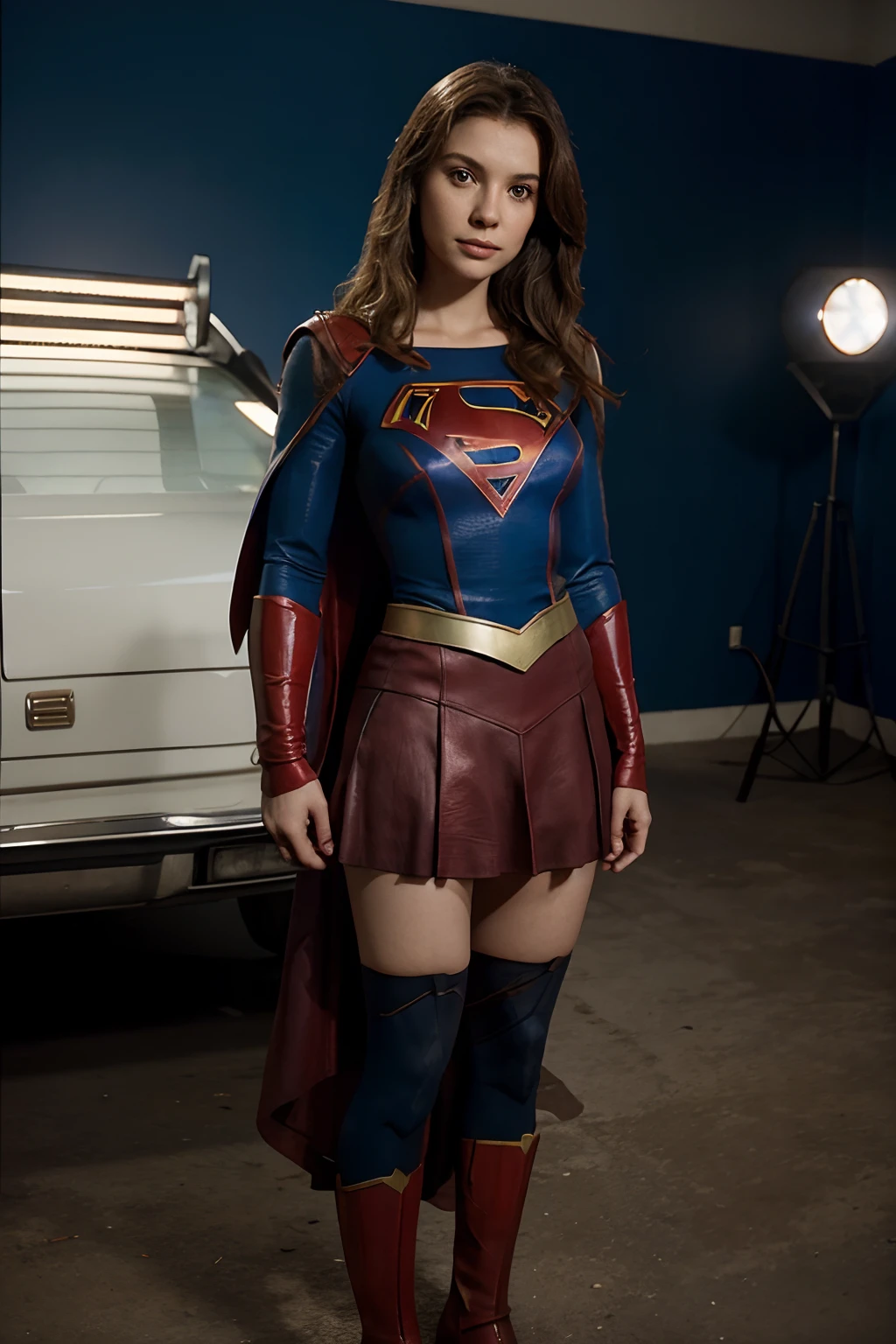 (double exposure), (full body photo),in a secluded hotel room A gorgeous melissa benoist in (supergirl suit) (standing) behind used wall,((3)), curvy body shape, wearing ((red spandex stockings)),blonde, smirk, pov, solo, single,texture, ultra high res, RAW, instagram LUT, masterpiece, best quality, ultra-detailed, ultra high resolution, RAW, 4k, (looking at viewer), extremely detailed eyes and face, (beautiful detailed nose), (beautiful detailed thigh), (beautiful detailed eyes), perfect body proportion, (looking at the camera),smirk,(s0p3r6m3l1s4-smf),(red cape),(supergirl suit),(superhero),(skirt)